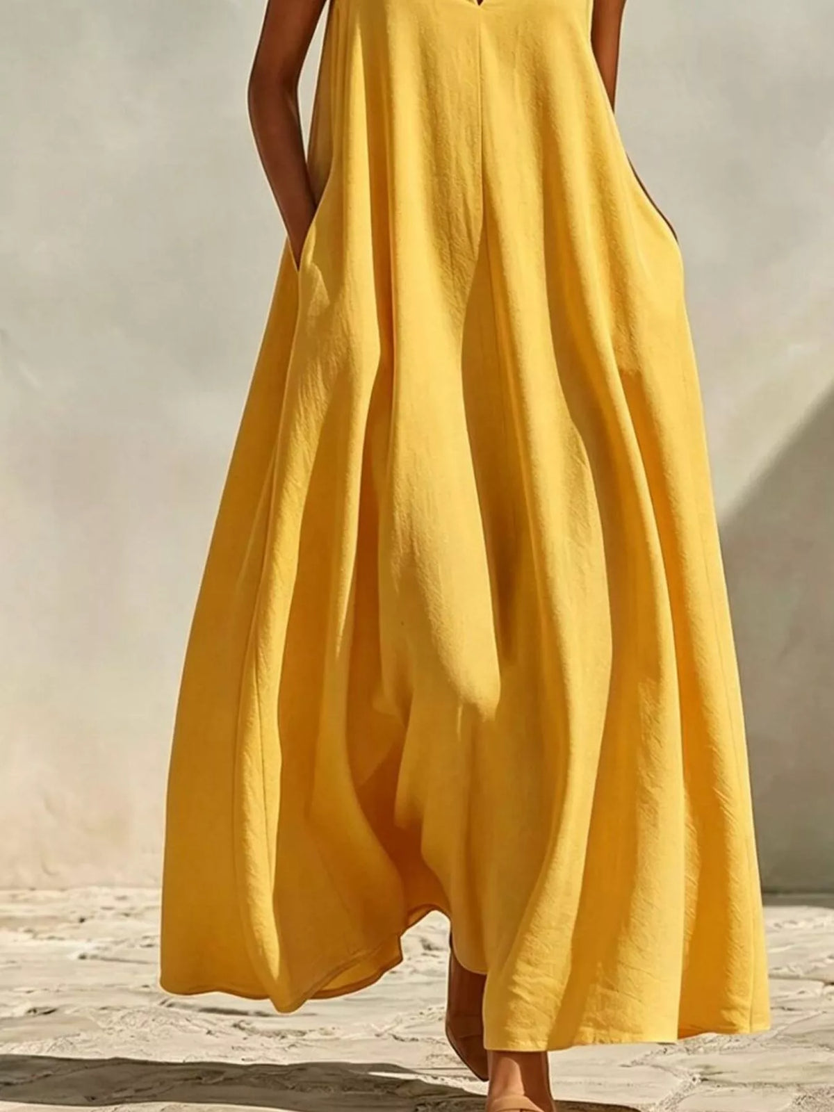 Sleeveless Maxi Dress with Side Pockets
