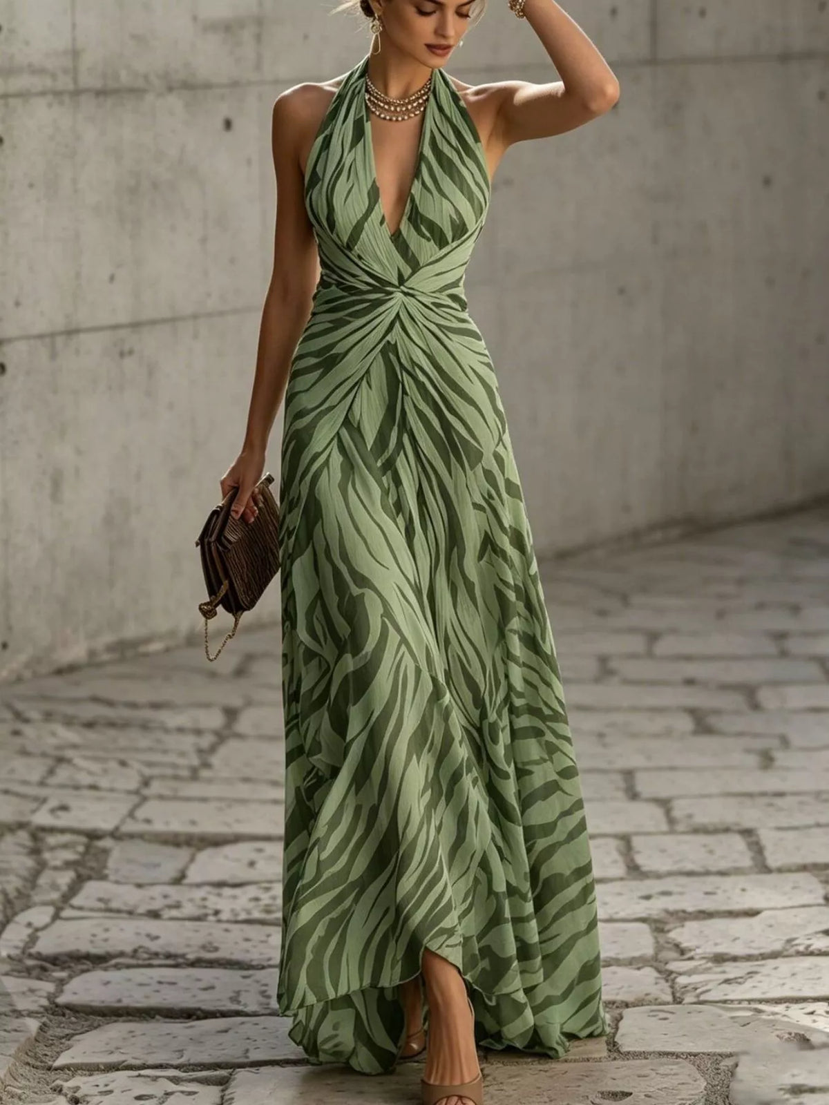 Twisted Halter Neck Maxi Dress