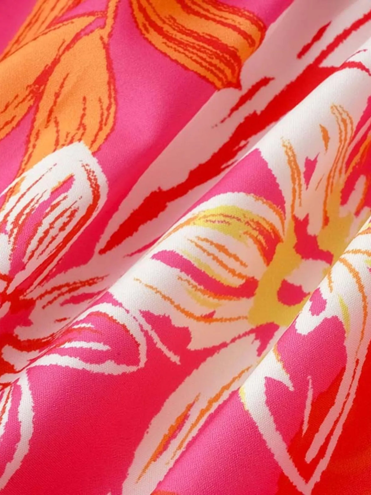 Tropical Print Smocked Tie-Strap Dress in Green