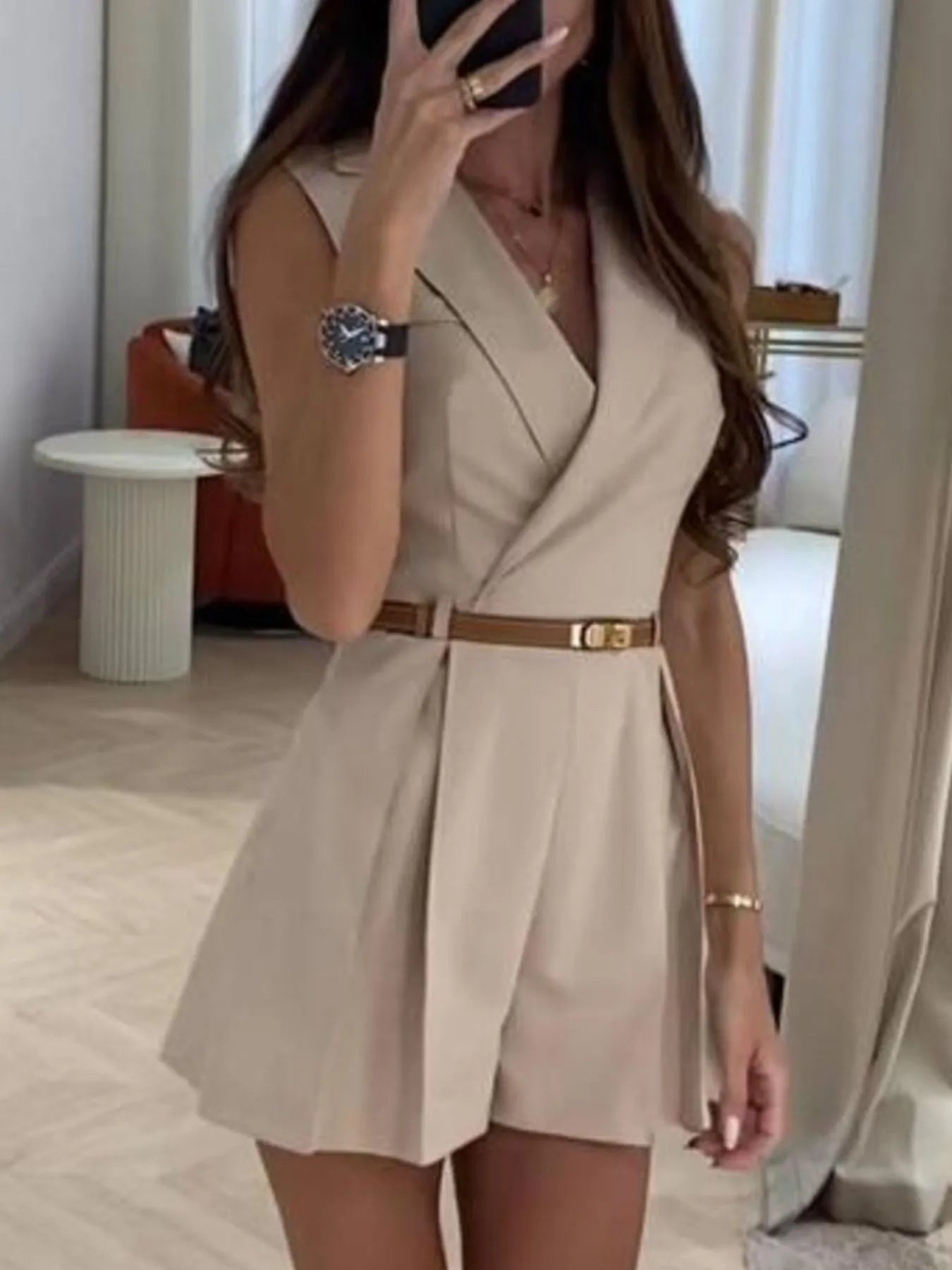 Sleeveless Surplice Romper