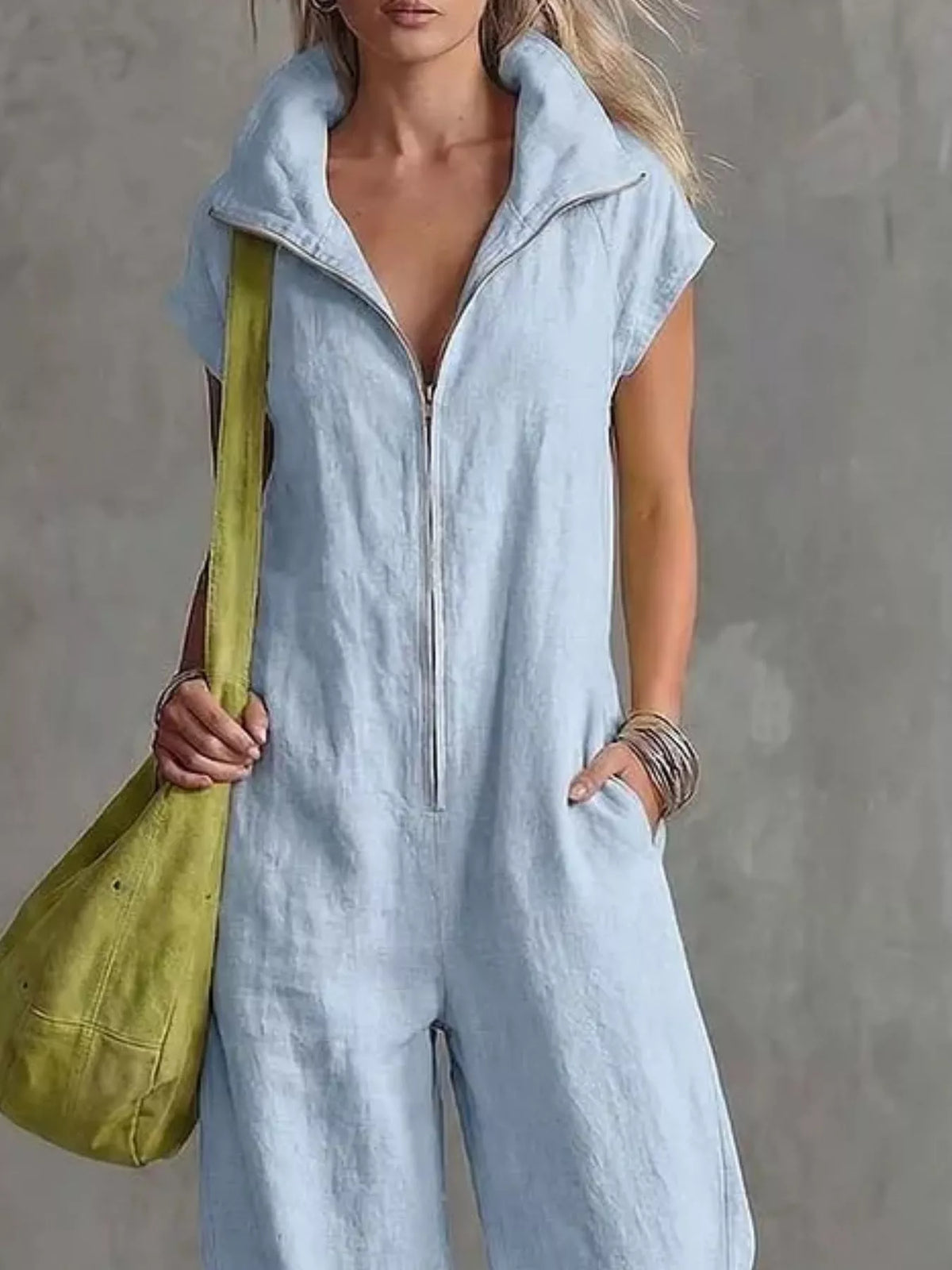 Zip Front Sleeveless Jumpsuit