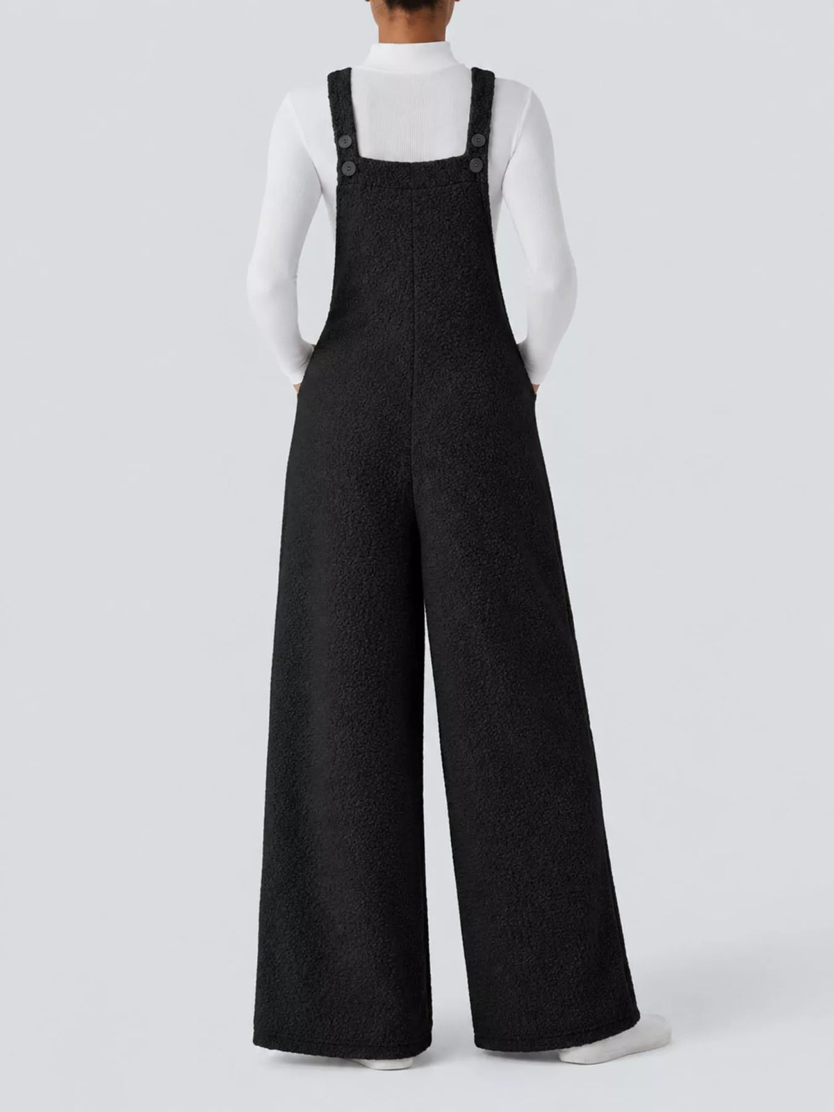 Mock Neck Top and Fleece Overalls Set