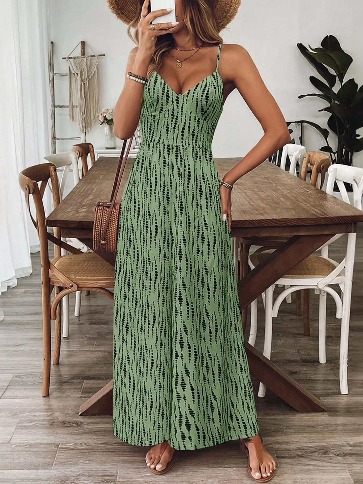 Backless Spaghetti Strap Wide Leg Jumpsuit