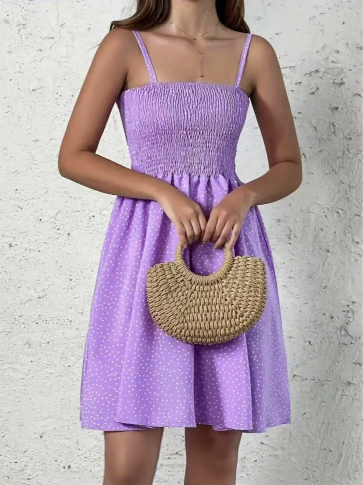 Plus Size Smocked Square Neck Cami Dress