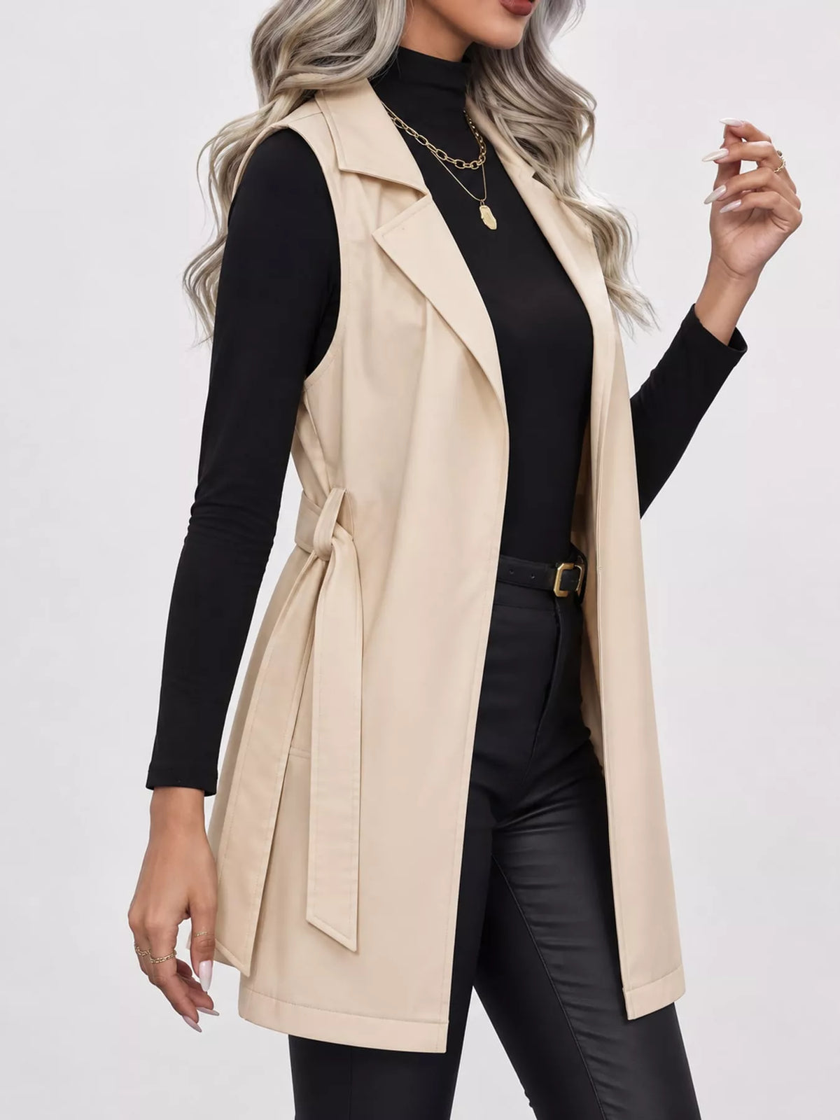 Tie-Waist Longline Vest Coat