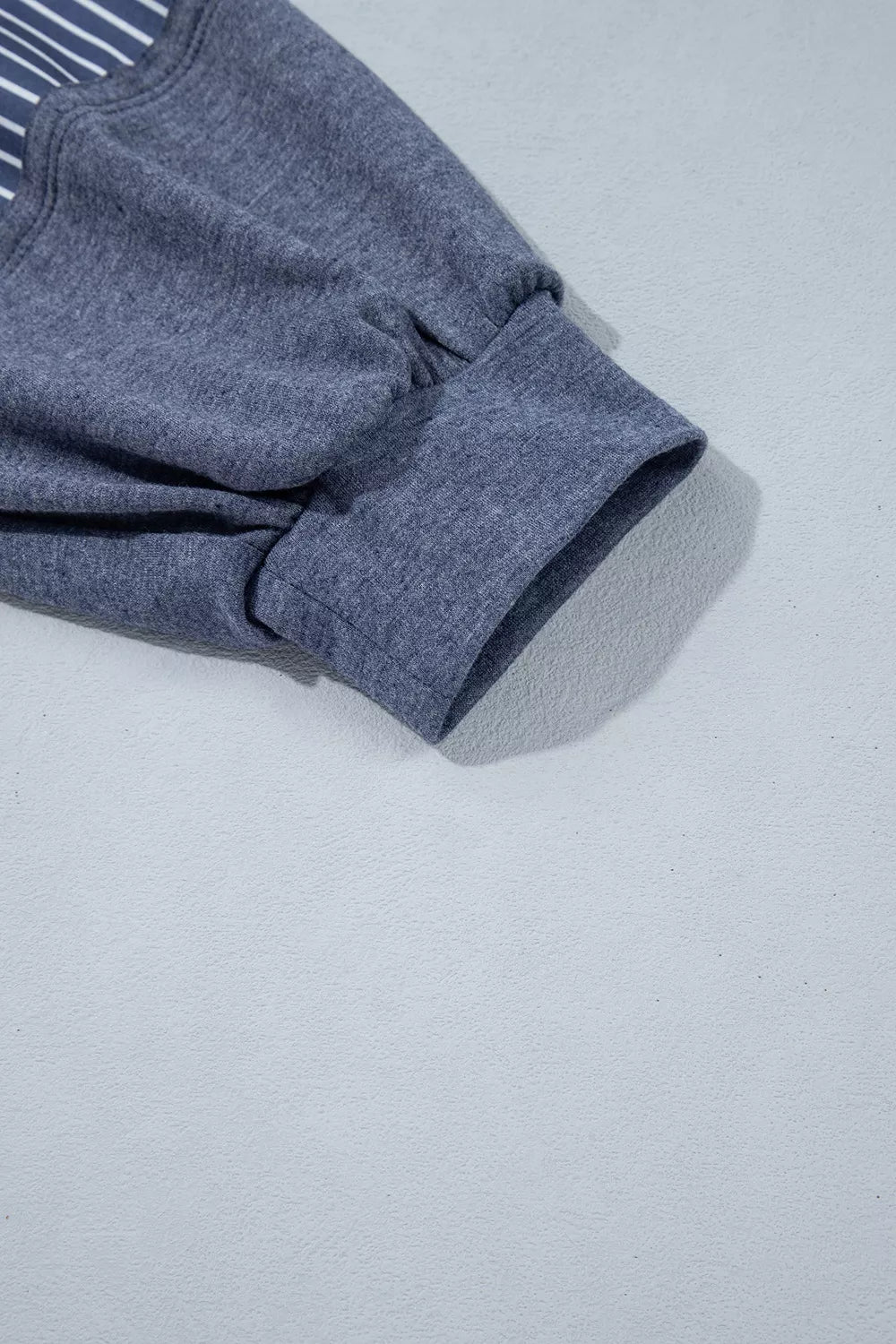 Raw Seam Patchwork Top and Pants Set in Dusty Blue