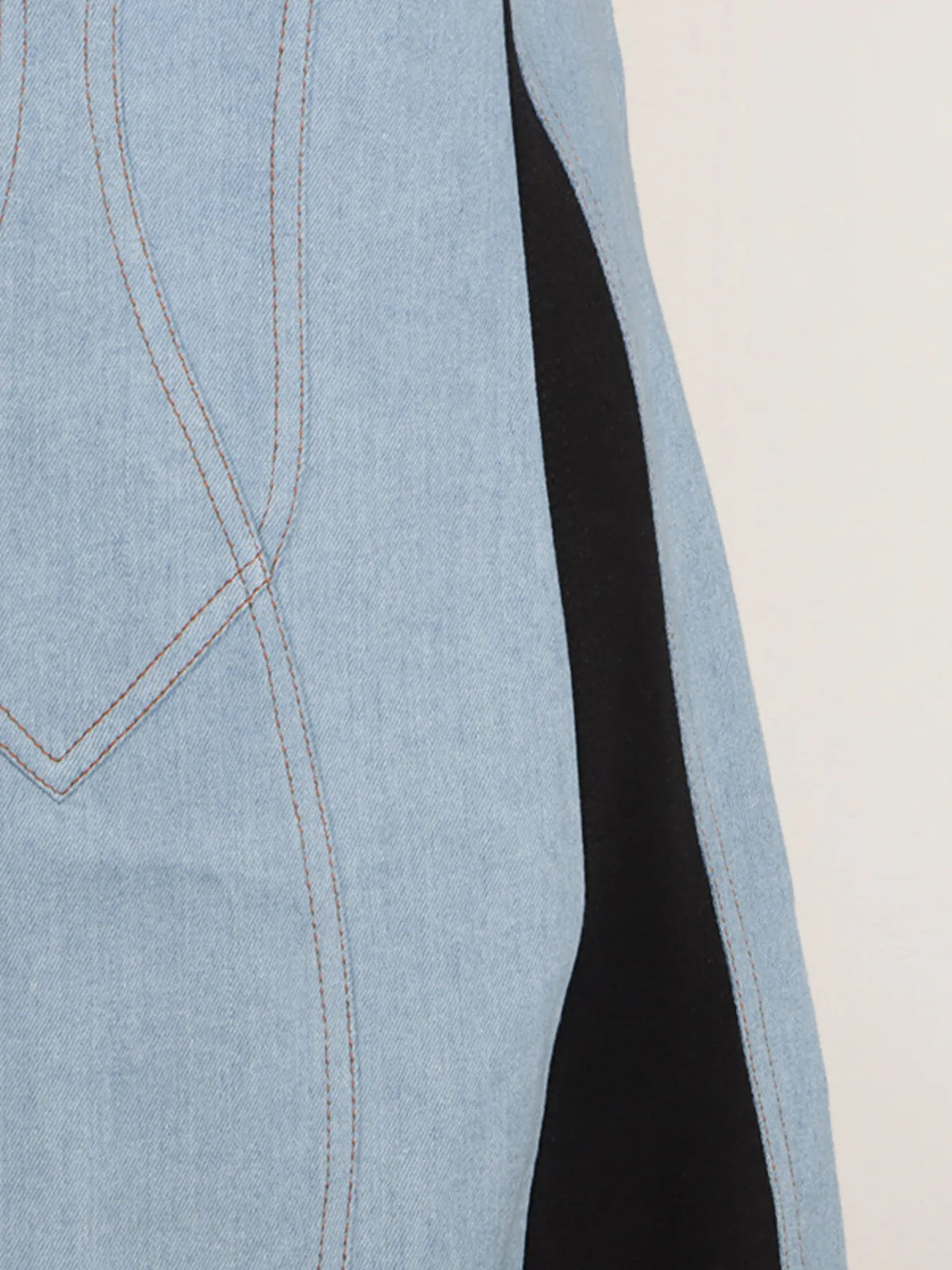 Contrast Adjustable Strap Denim Dress in Blue