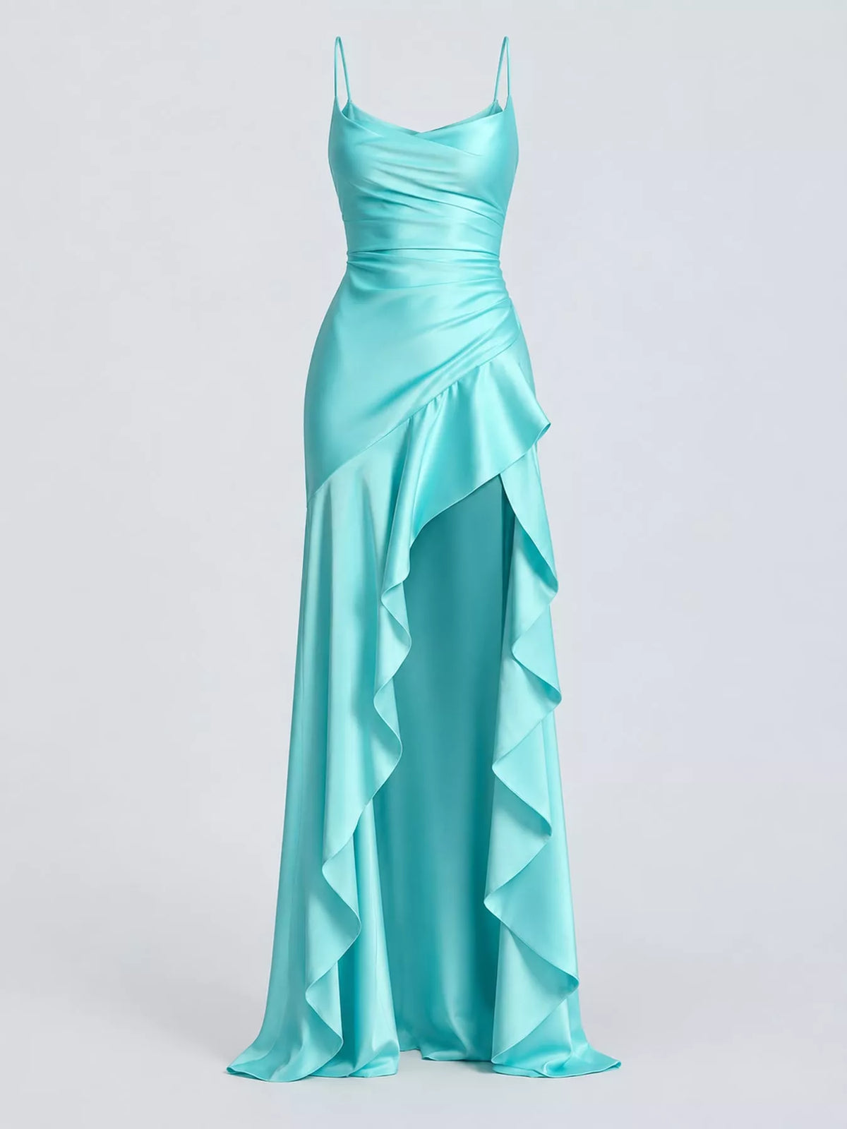 High-Low Ruffle Hem Evening Dress