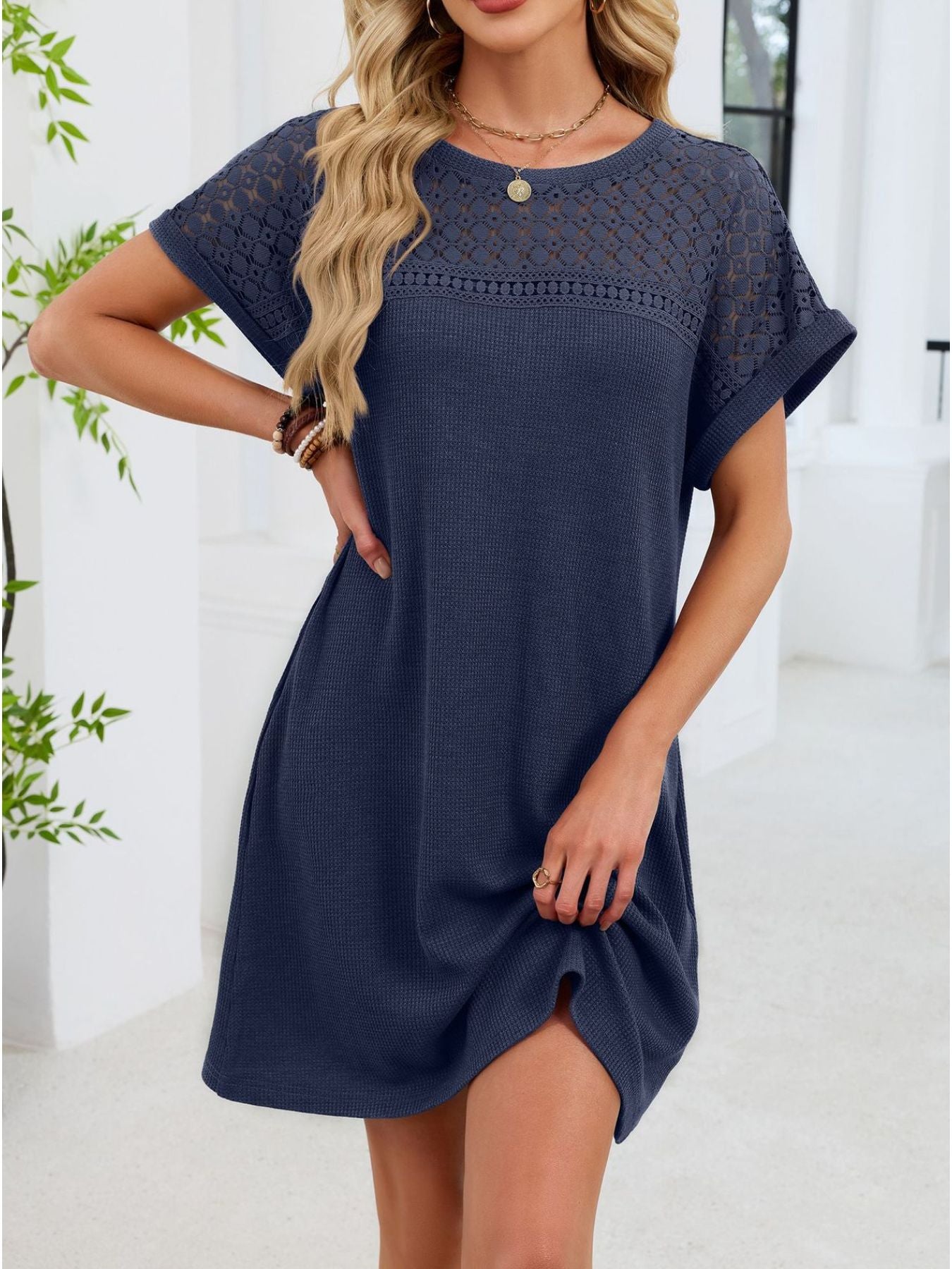 Lace Cutout T-Shirt Dress