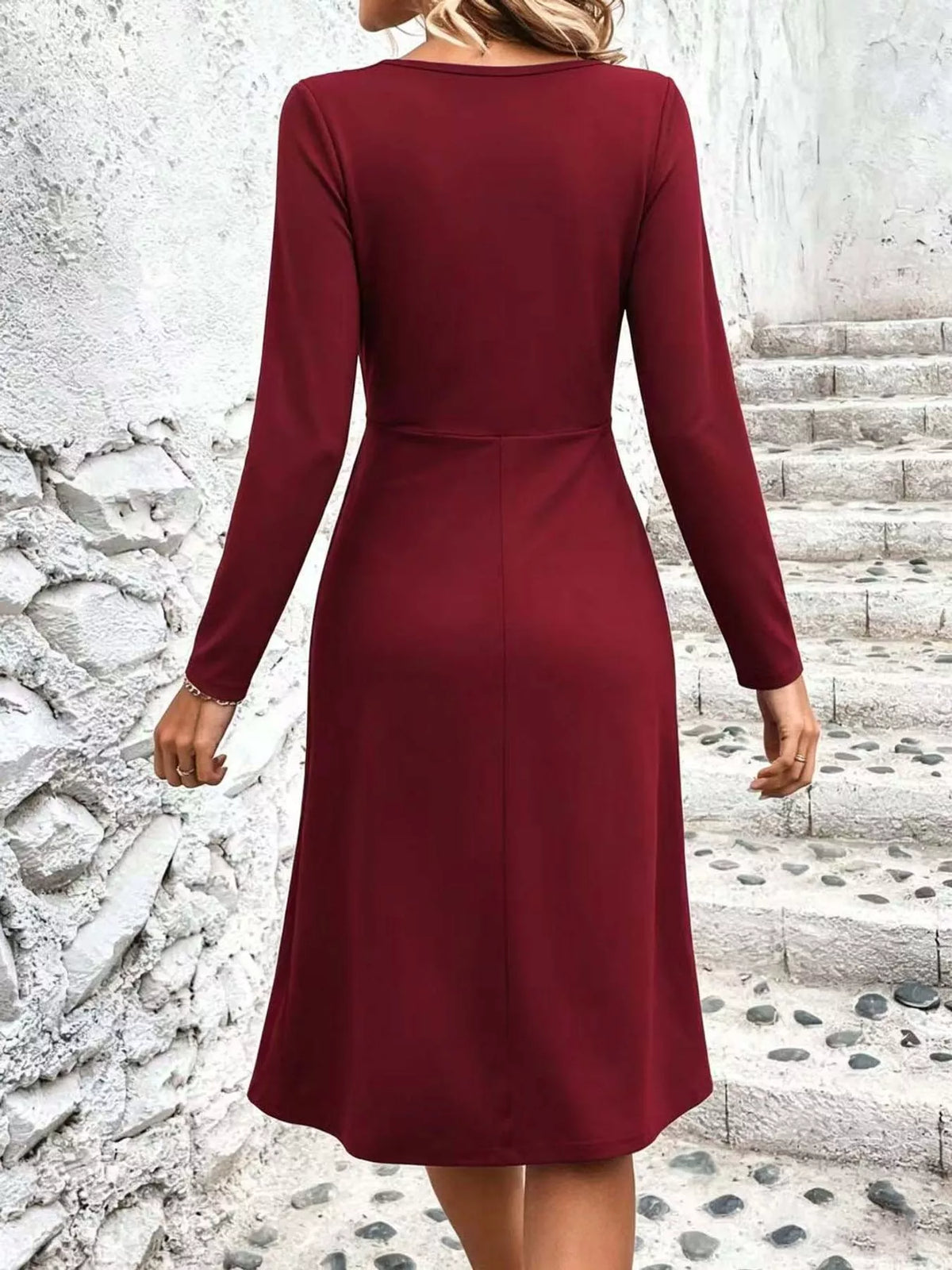 Crisscross Ruched Front Midi Dress