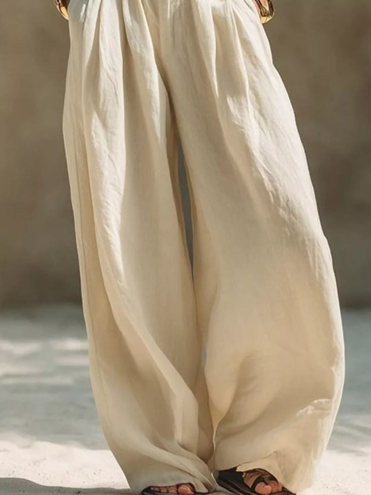 Elastic Waist Wide-Leg Plus Size Pants