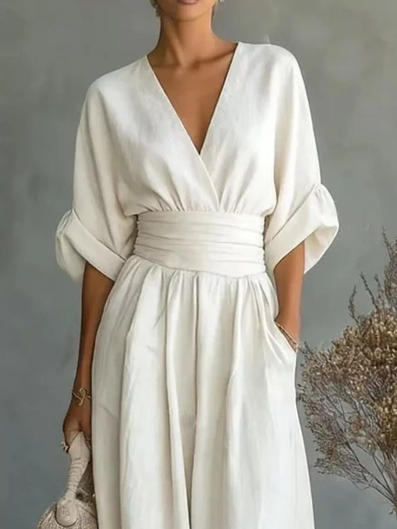 Half Sleeve Wide Leg Jumpsuit