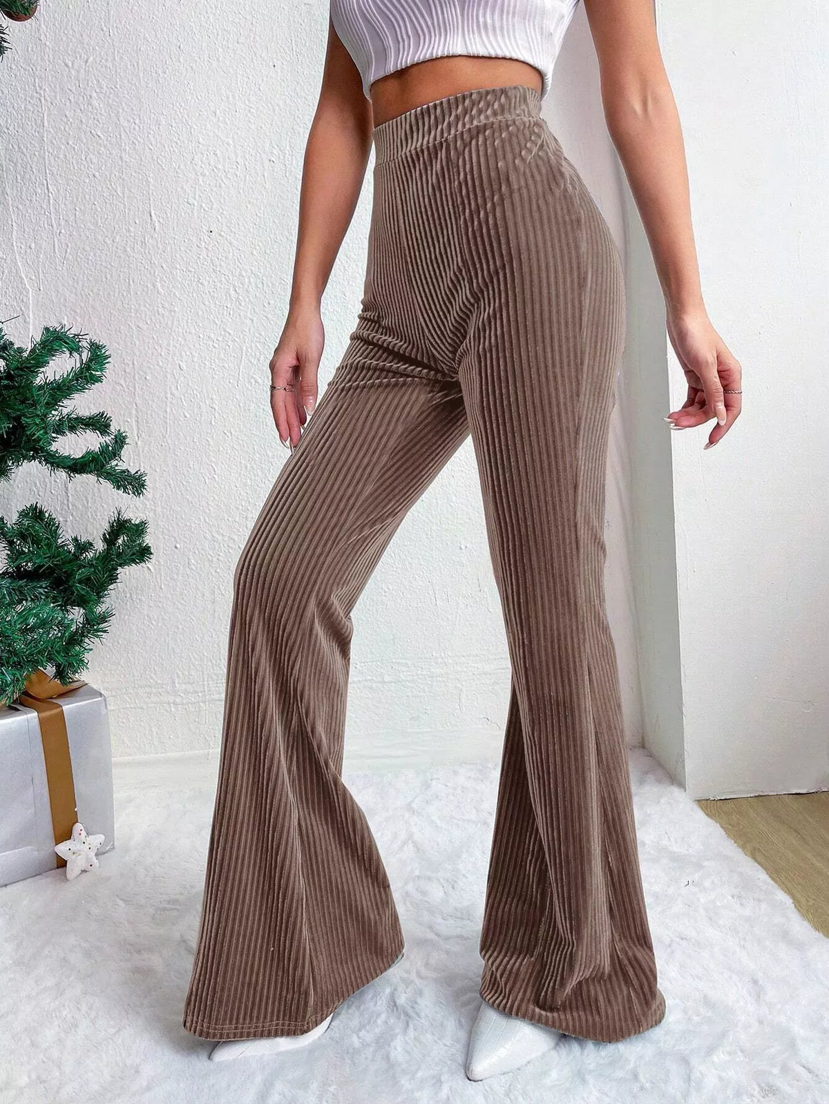 Corduroy High-Waist Flare Pants