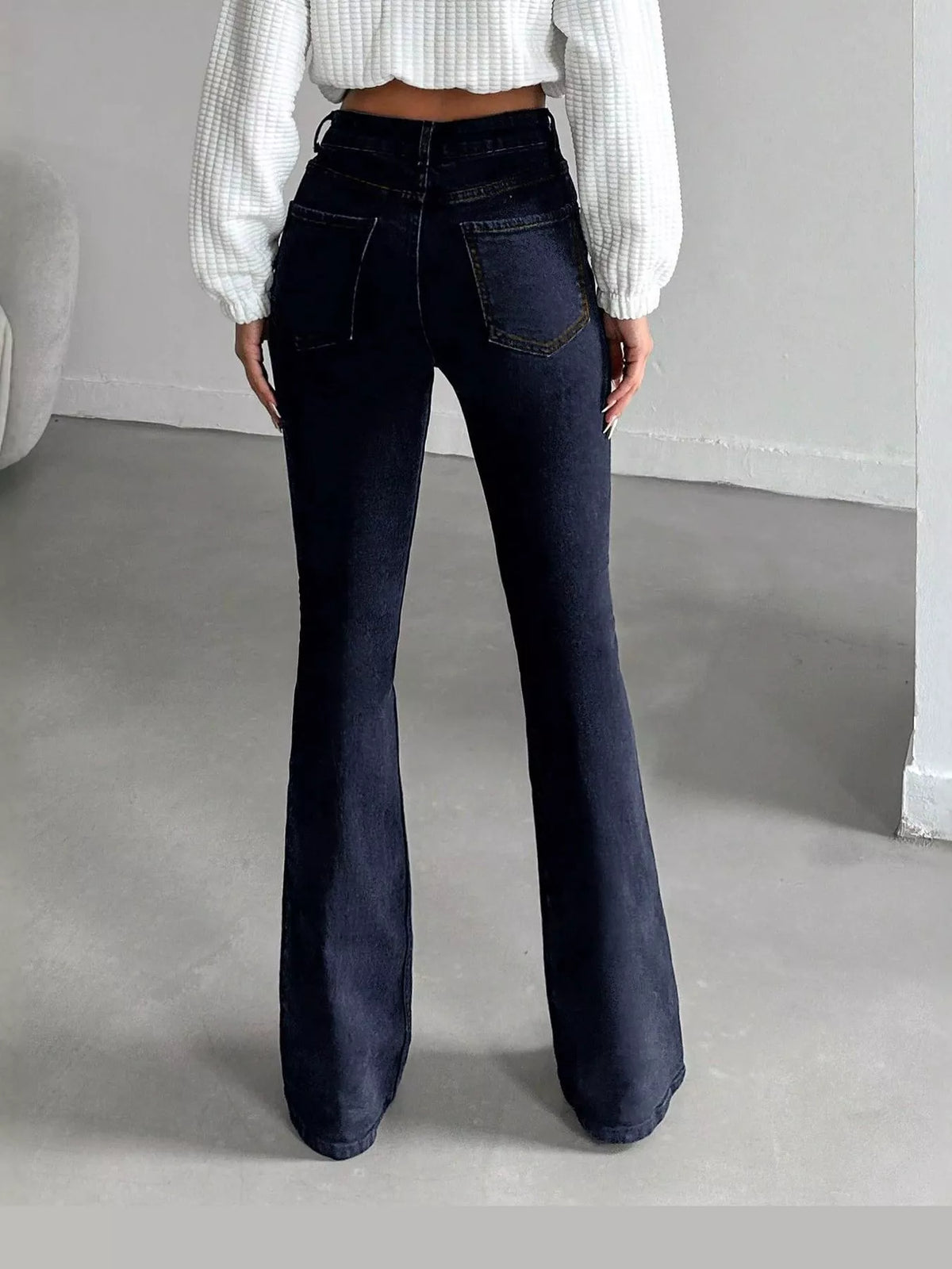 High-Waisted Slim-Fit Flared Jeans