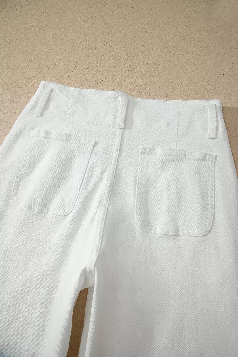 2-Button High-Waist Wide-Leg Jeans in White