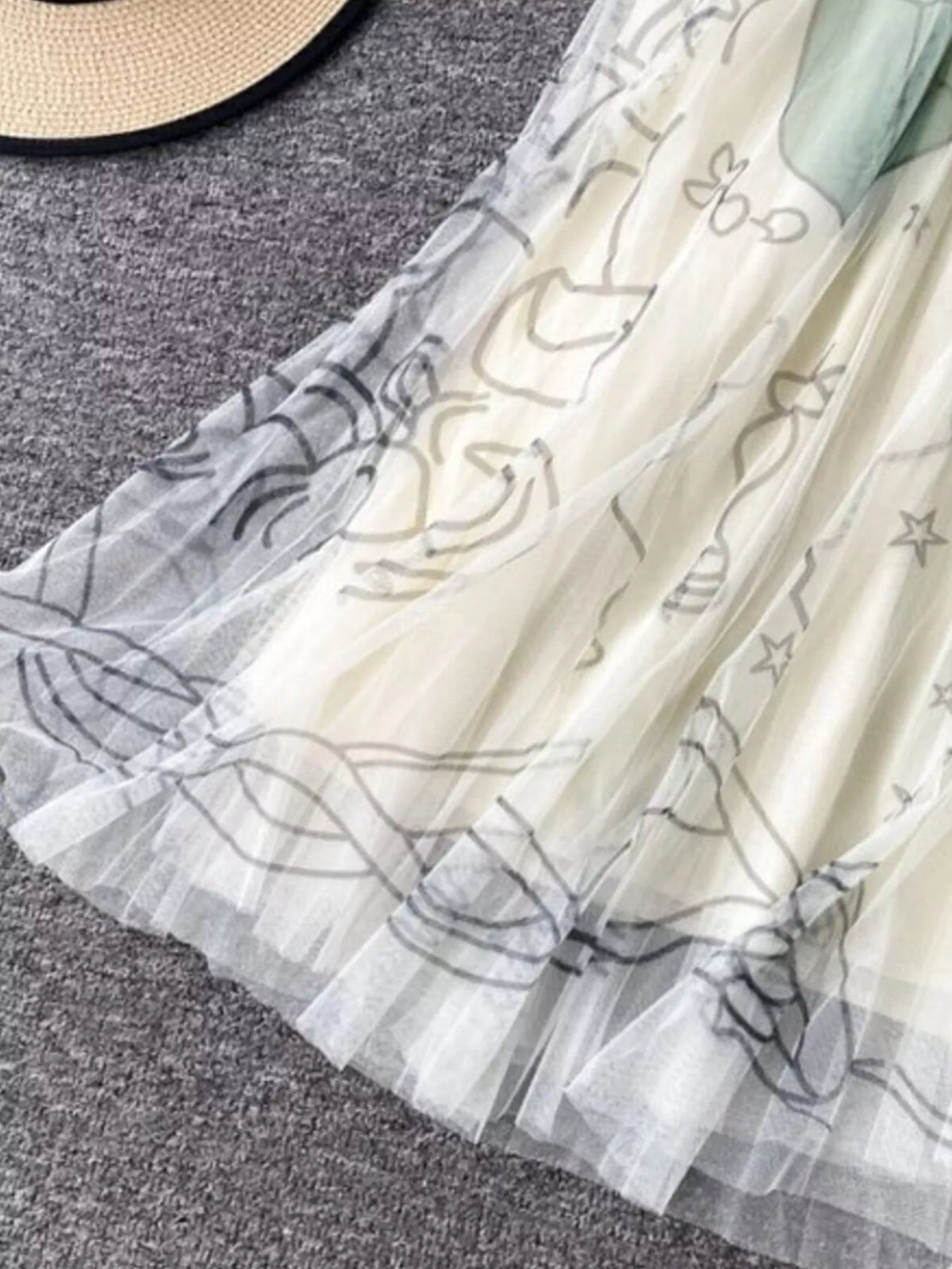 Layered Printed Tulle Skirt