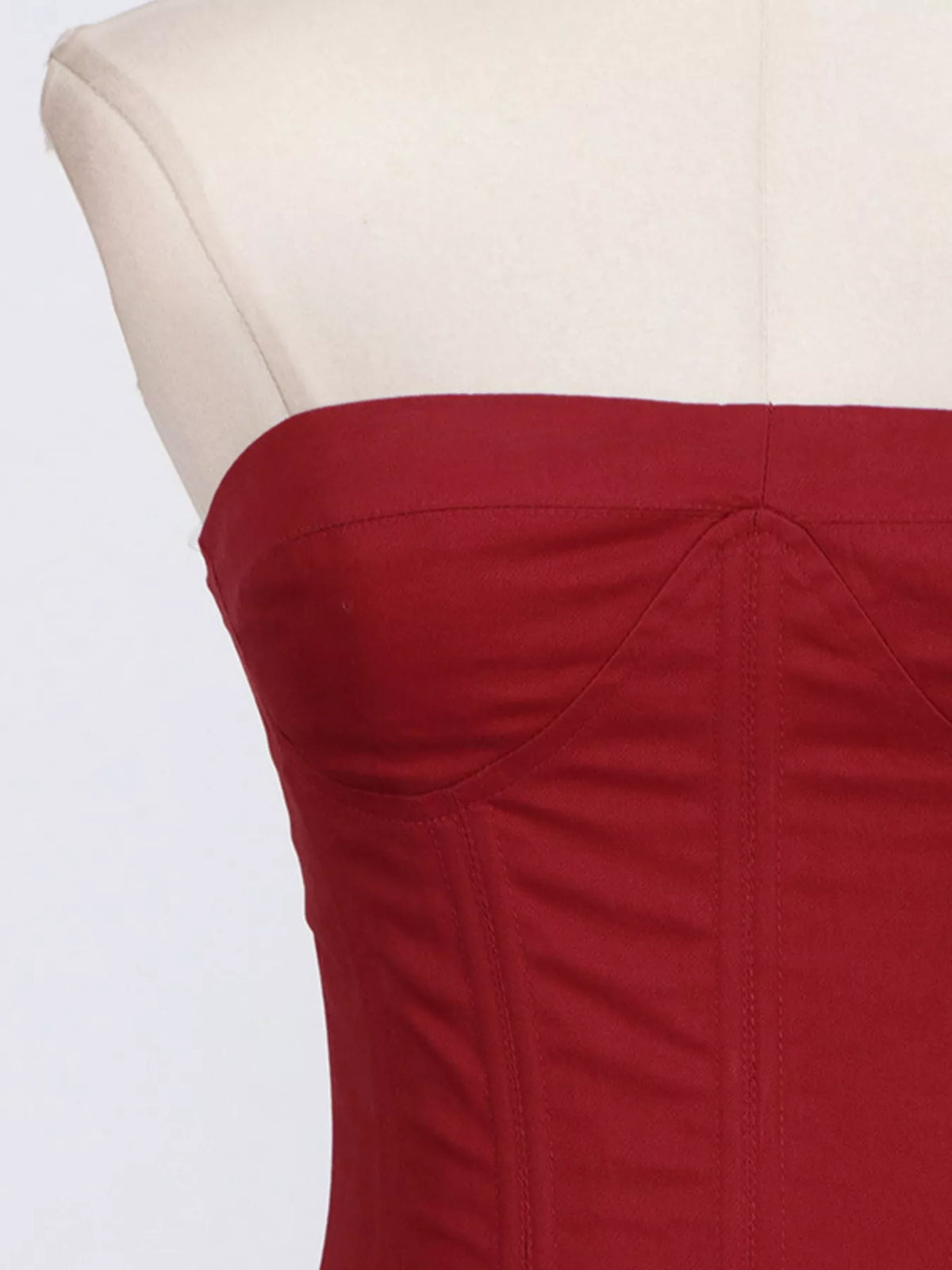 Ruffled Hem Tube Mini Dress in Red