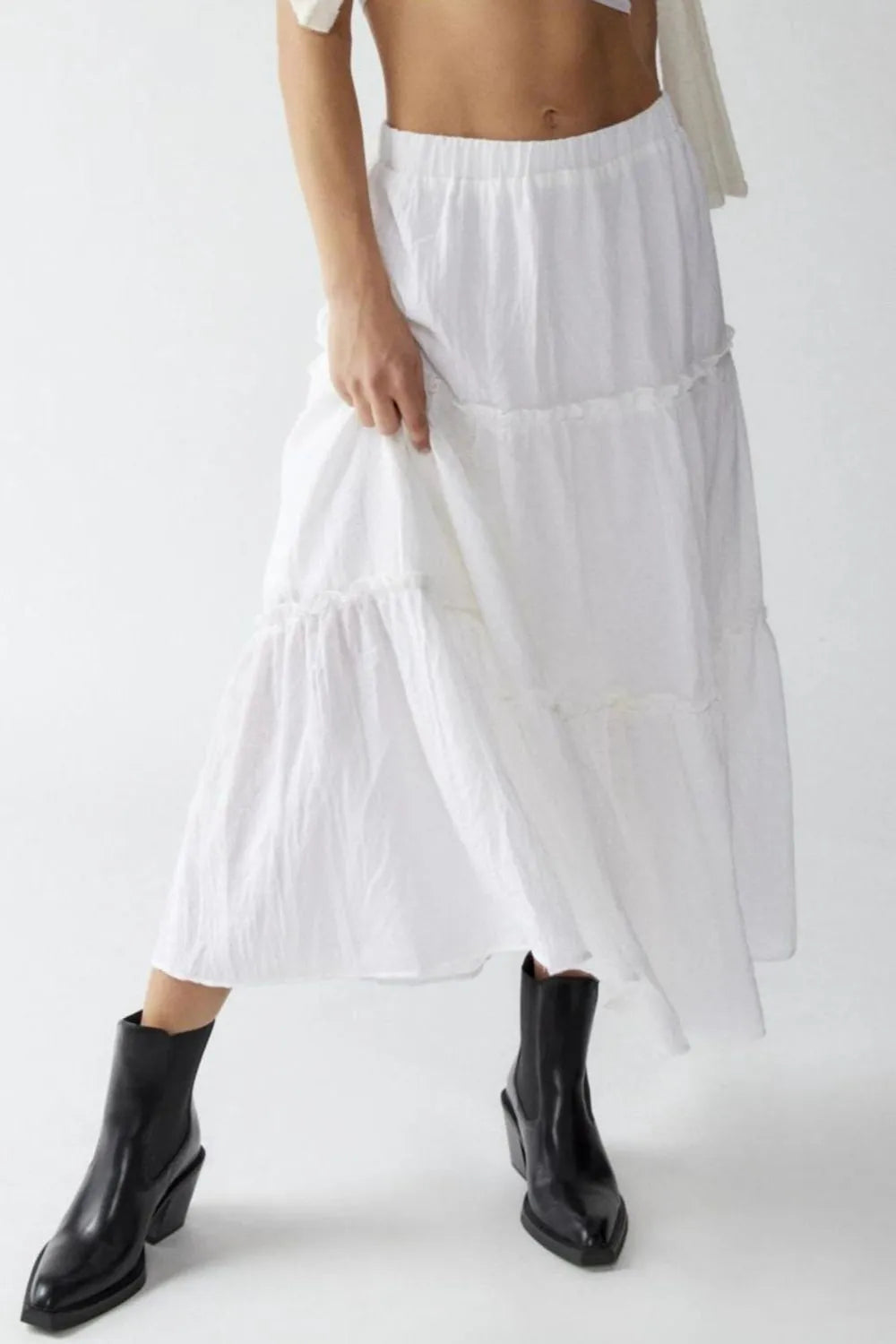 Frill Elastic Waist Skirt by Mystique Q