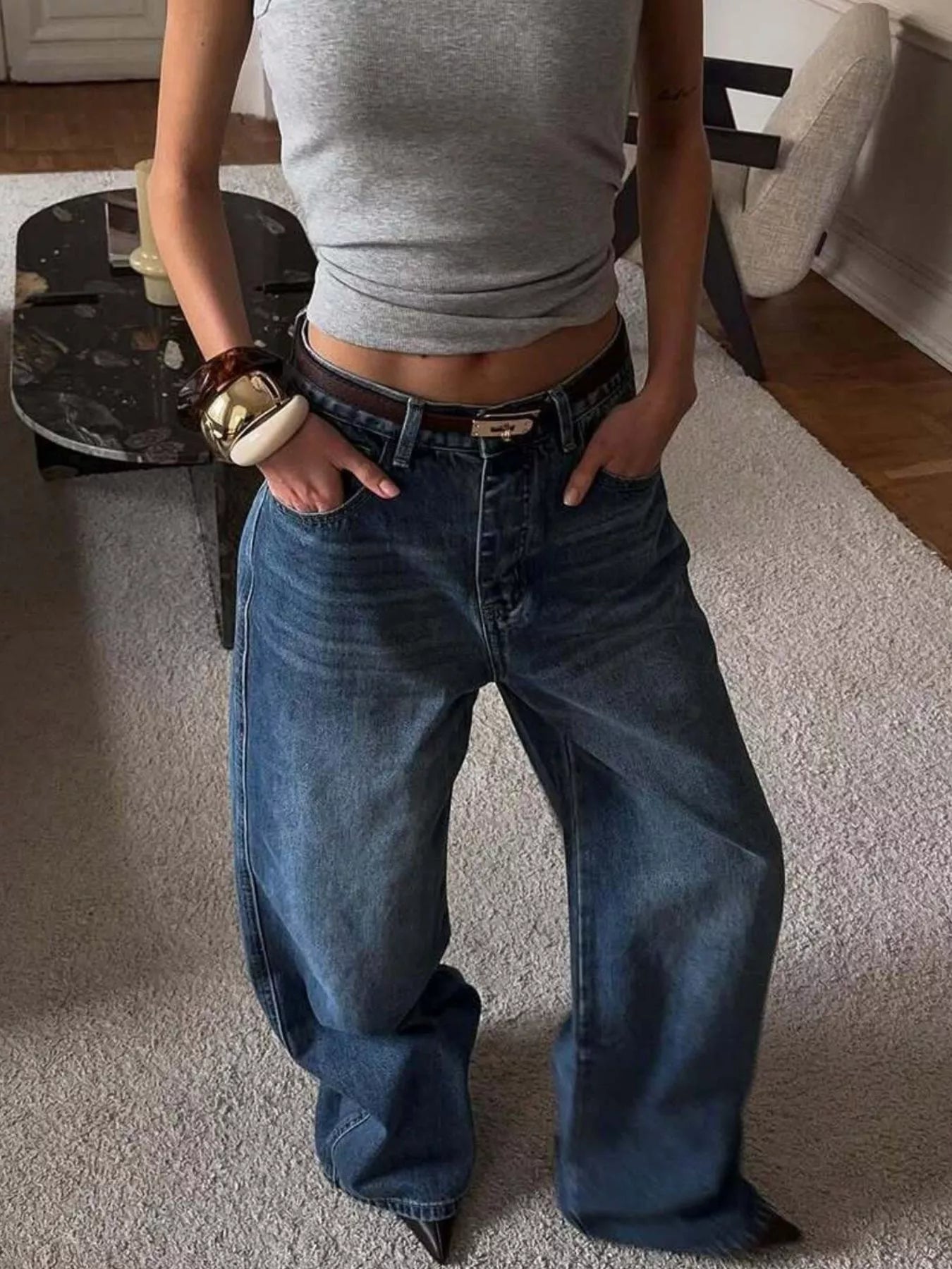Wide Leg Relaxed Fit Jeans in Medium Wash