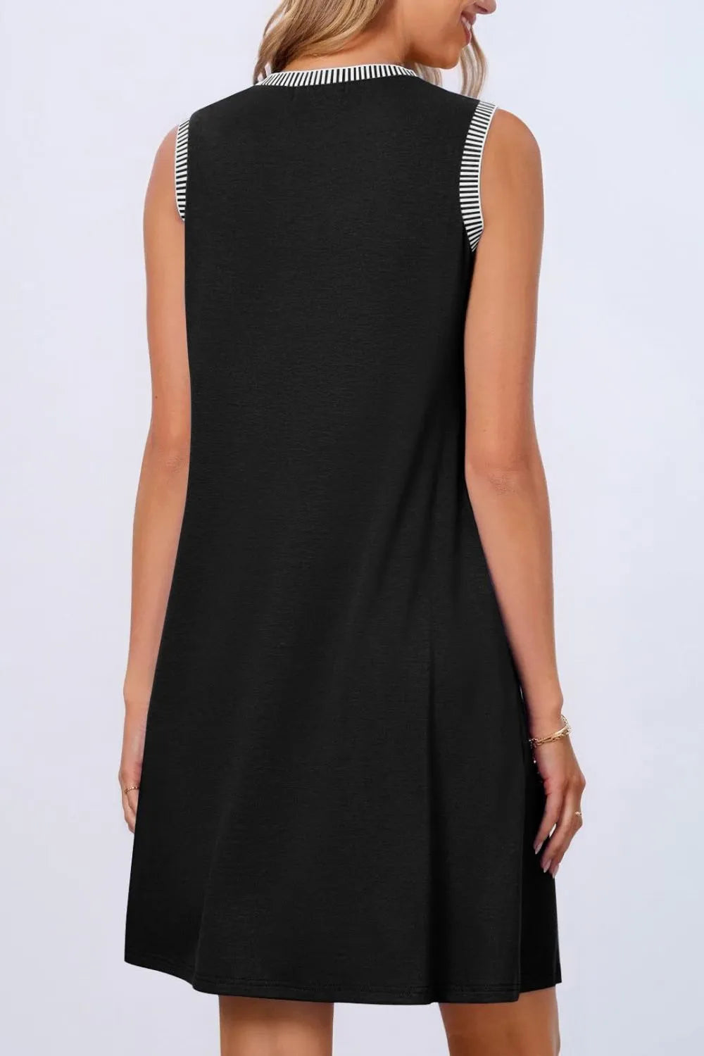 Round Neck Sleeveless Tank Dress with Pockets