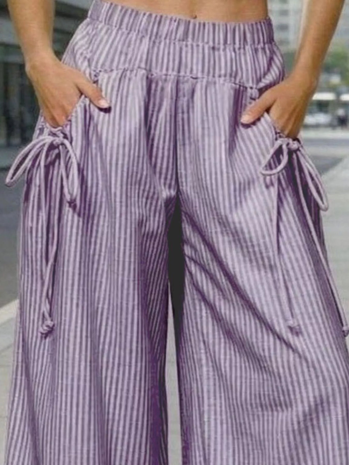 High-Waisted Striped Wide-Leg Pants