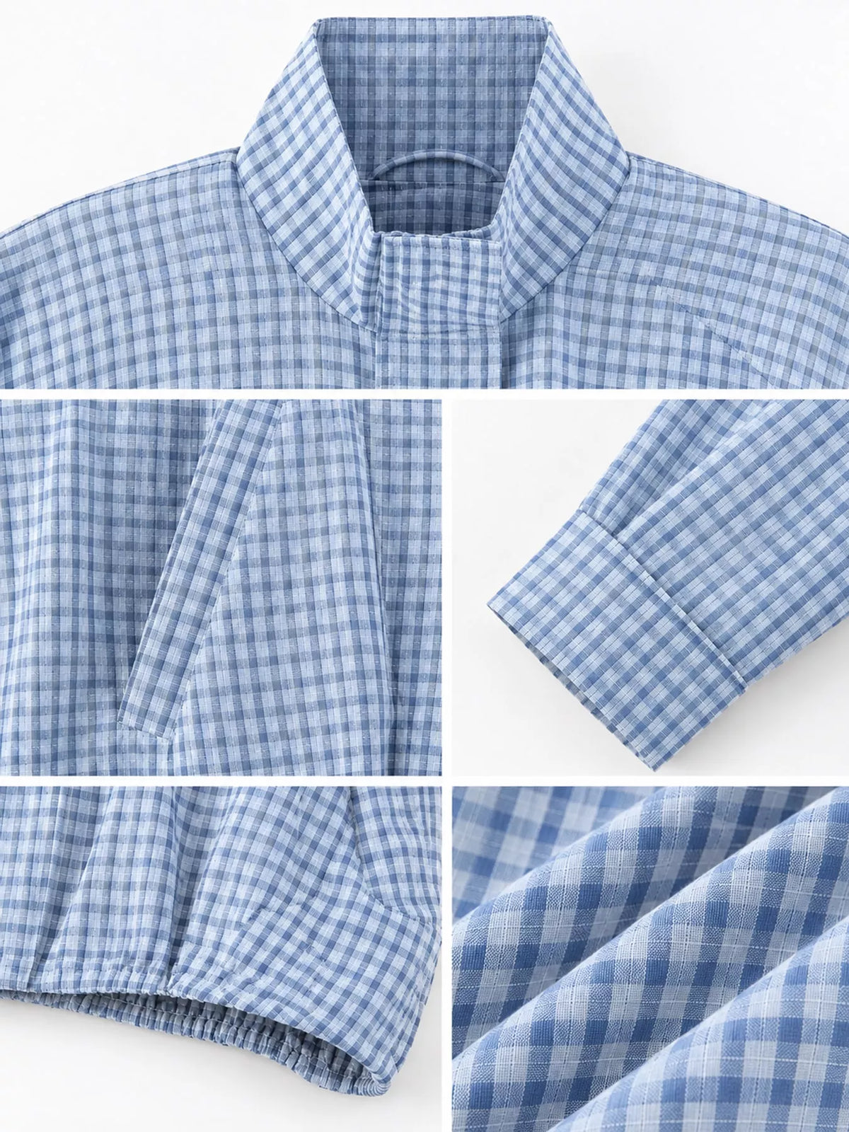 Plaid Stand-Collar Cropped Jacket