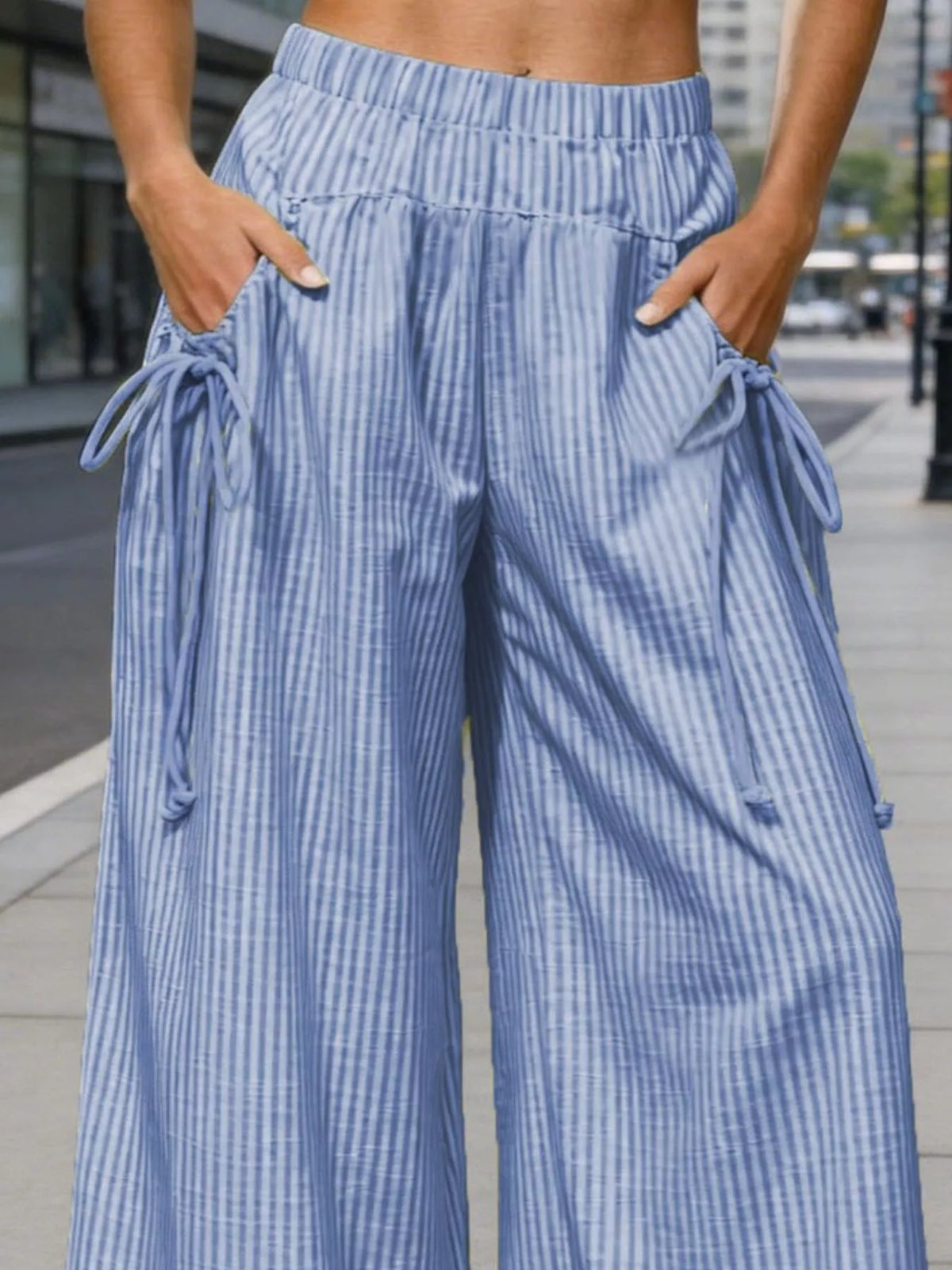 High-Waisted Striped Wide-Leg Pants
