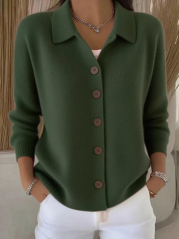 Collared Button-Down Knit Cardigan
