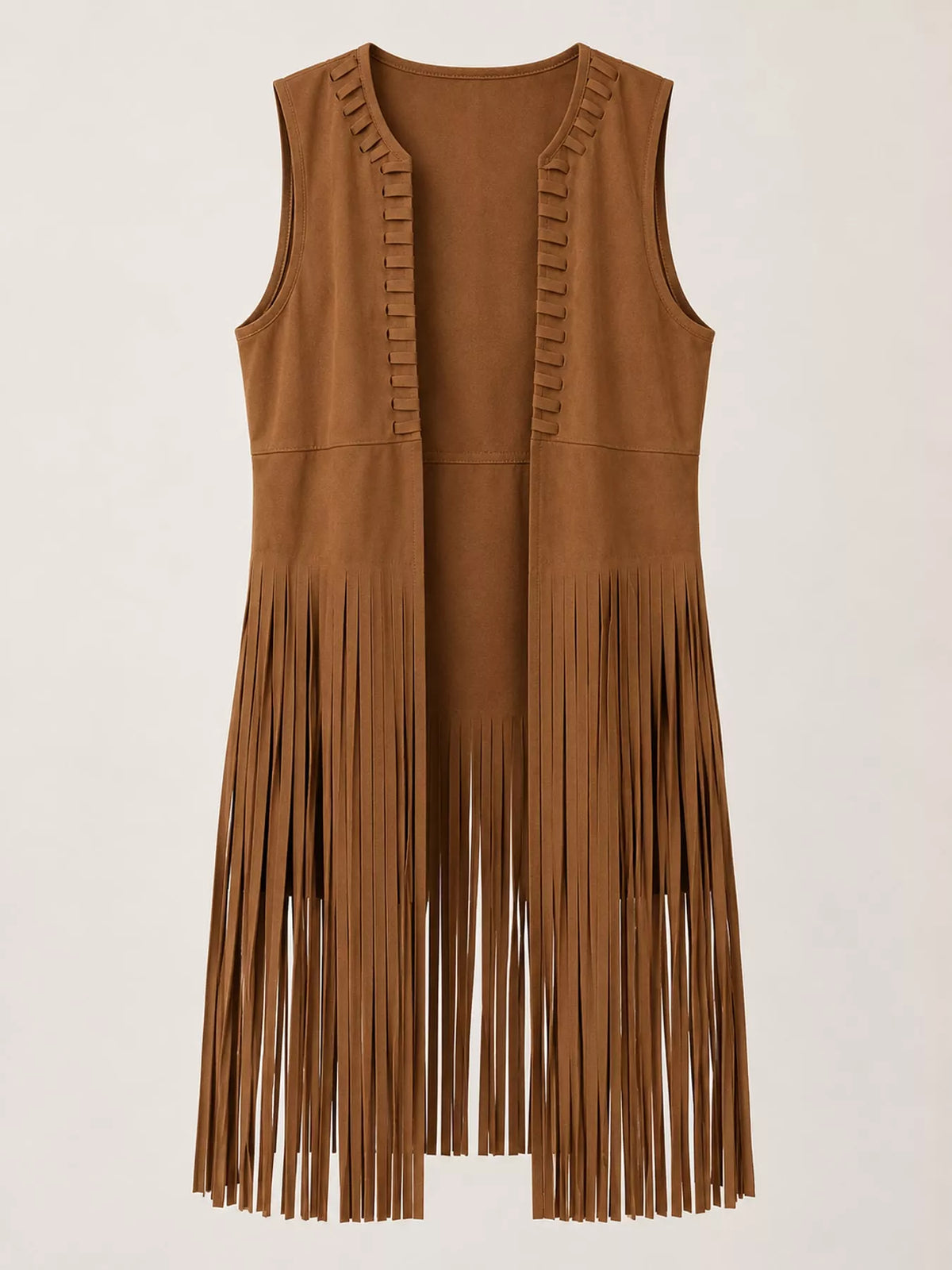 Fringed Sleeveless Vest Coat