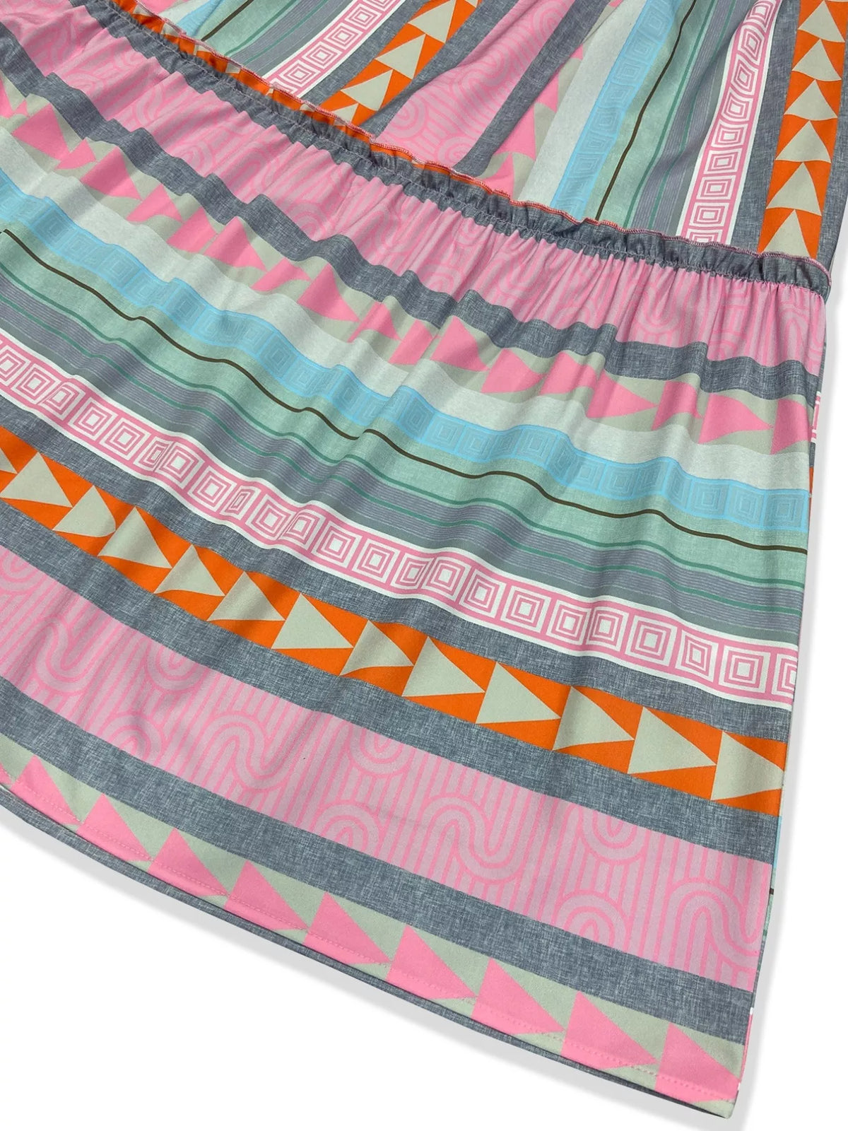 Smocked Square Neck Flounce Sleeve Maxi Dress in Pink