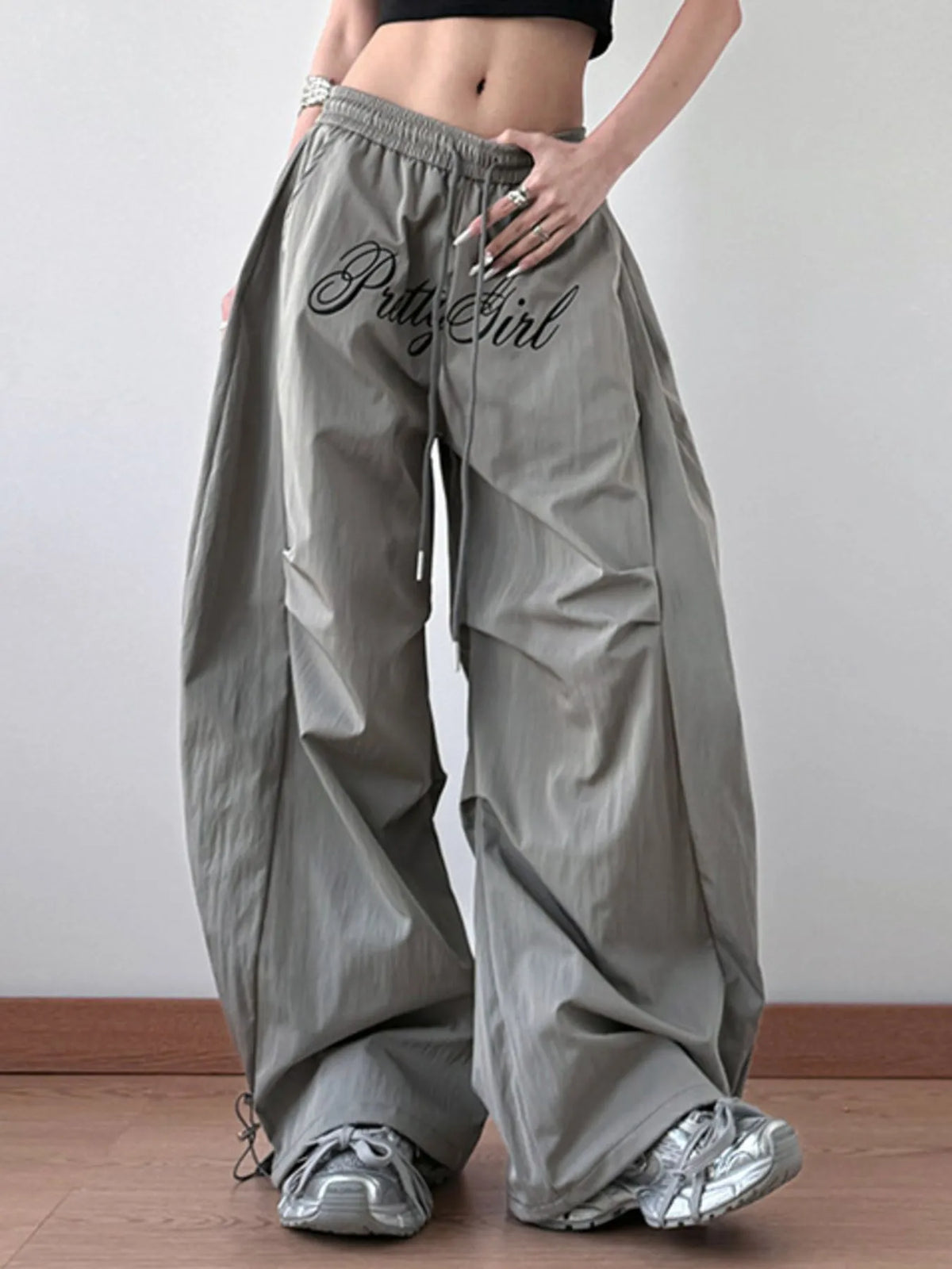 Oversized Wide Leg Pants with Drawstring