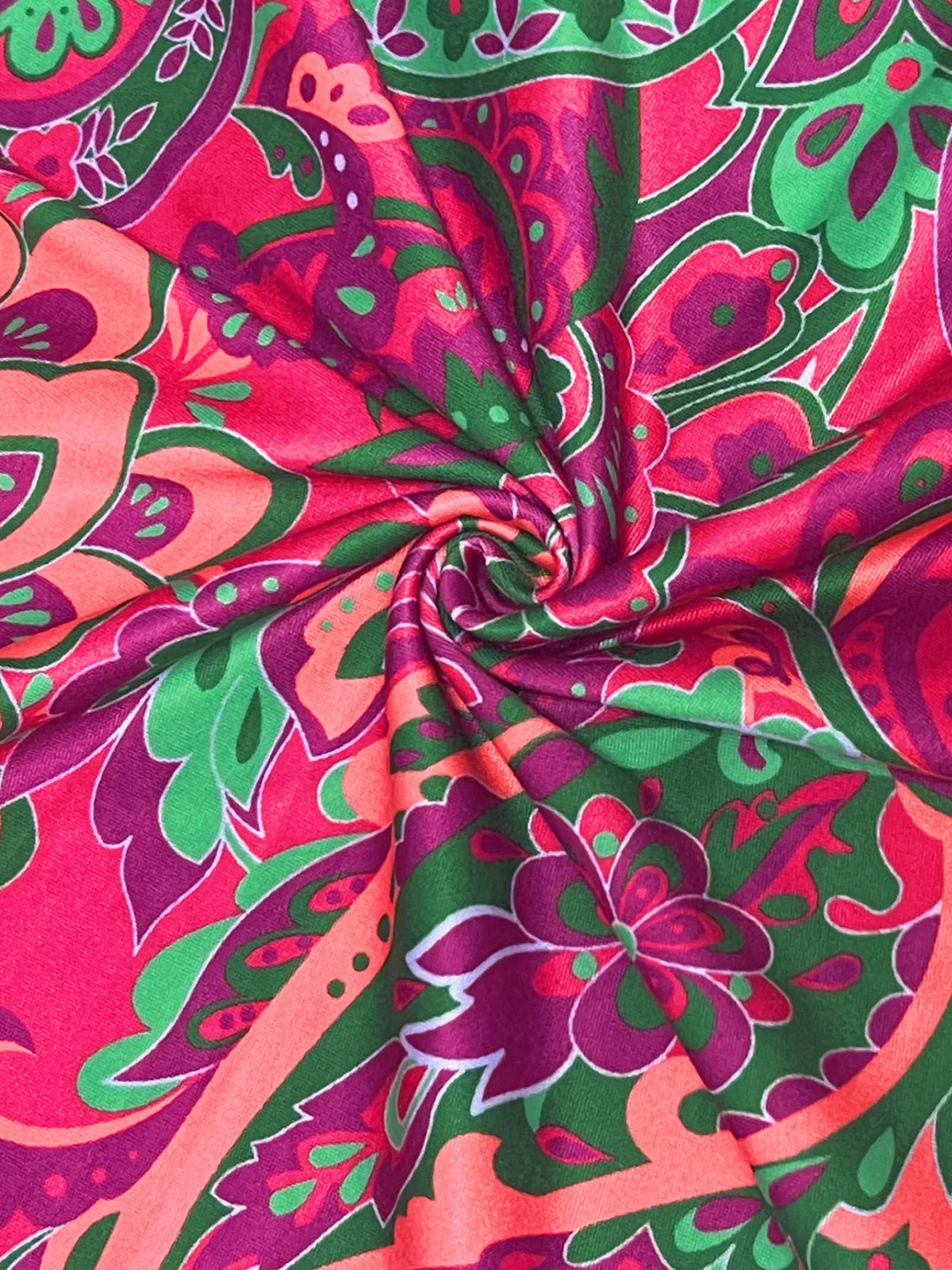 Paisley Print Ruffle Sleeve Mini Dress in Fuchsia Pink