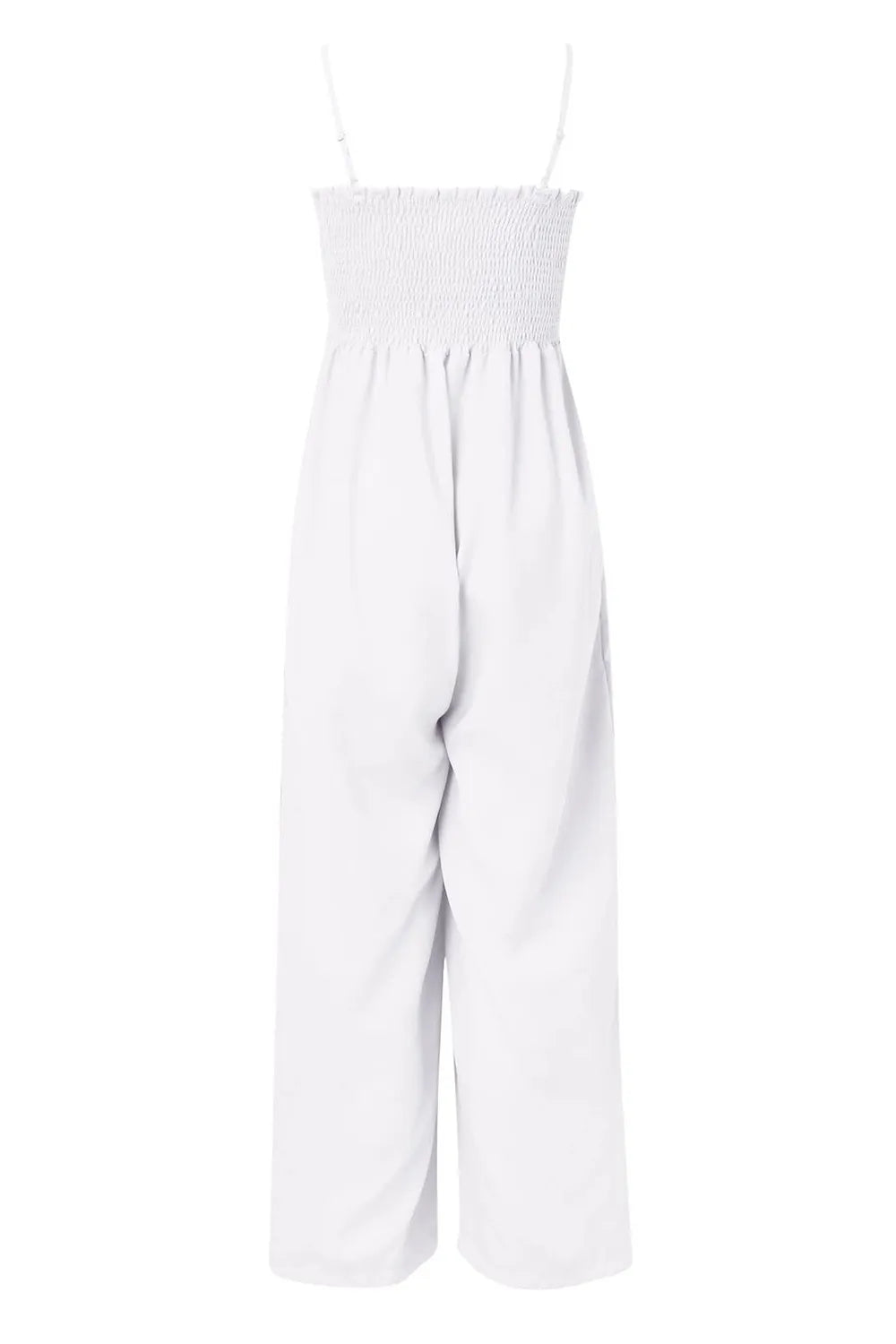 Smocked Spaghetti-Strap Wide-Leg Jumpsuit