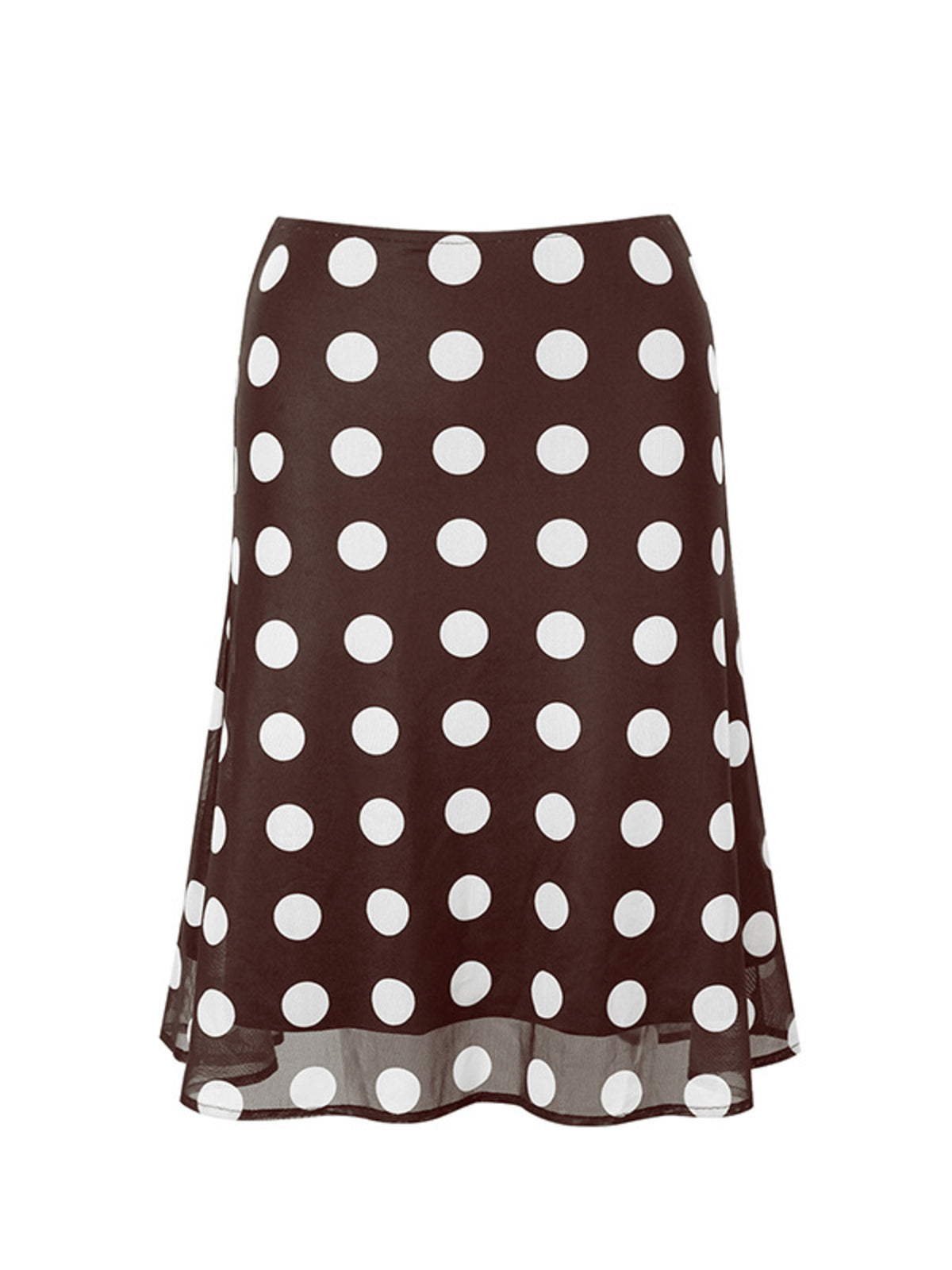 Polka Dot Mesh Skirt in Brown