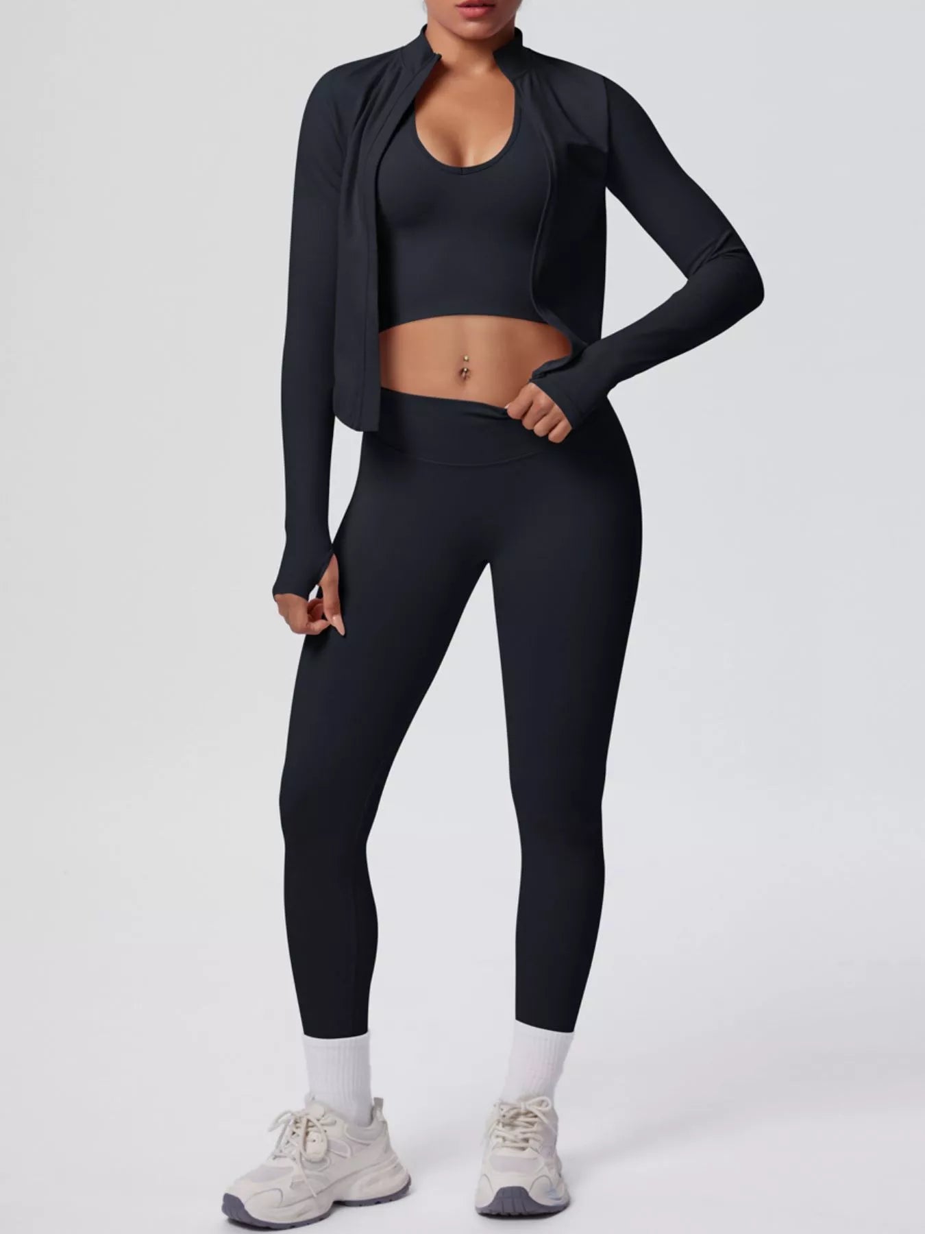 Zip-Up Jacket Tank and Leggings Active Set