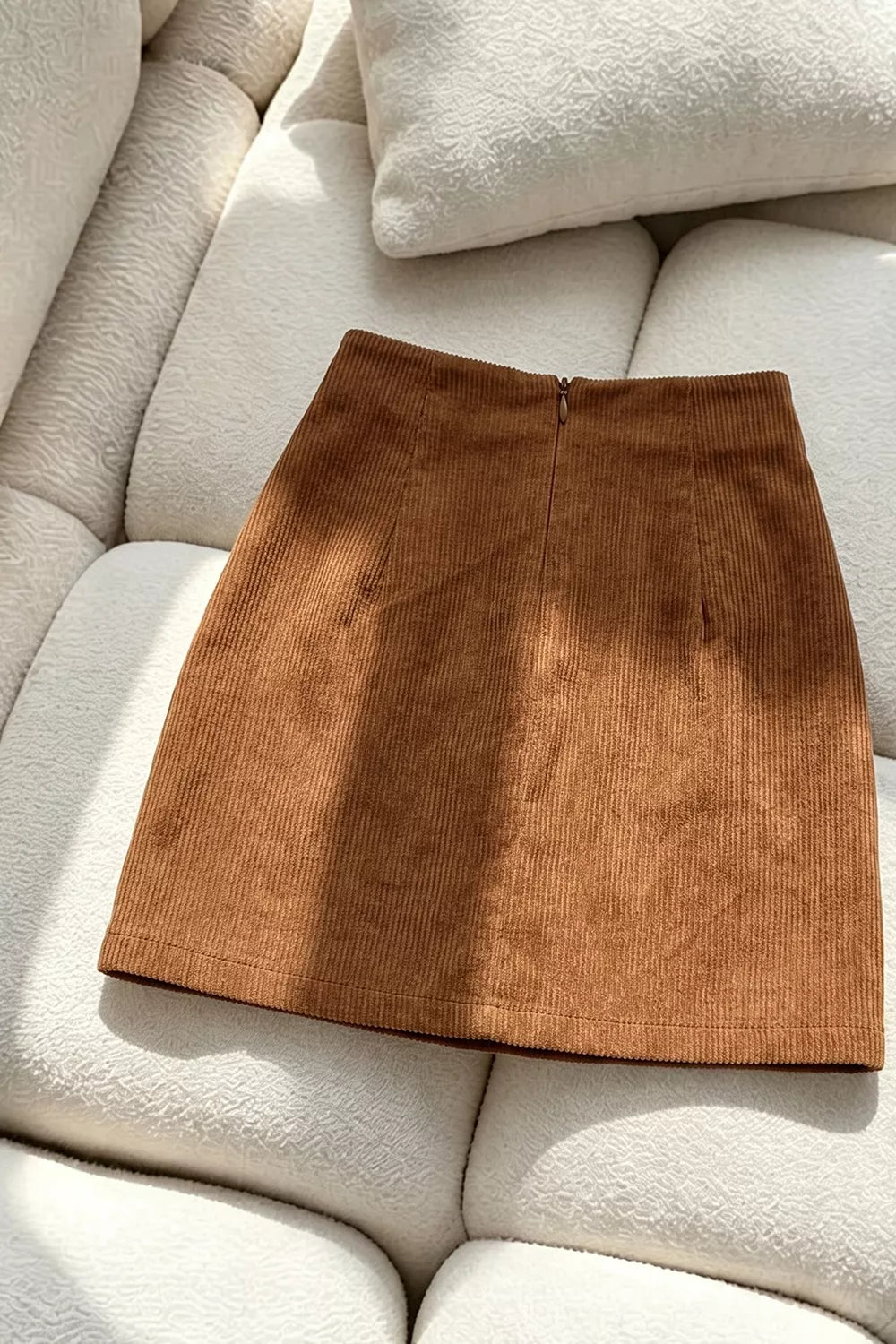 Metal Buckle Mini Skirt in Caramel