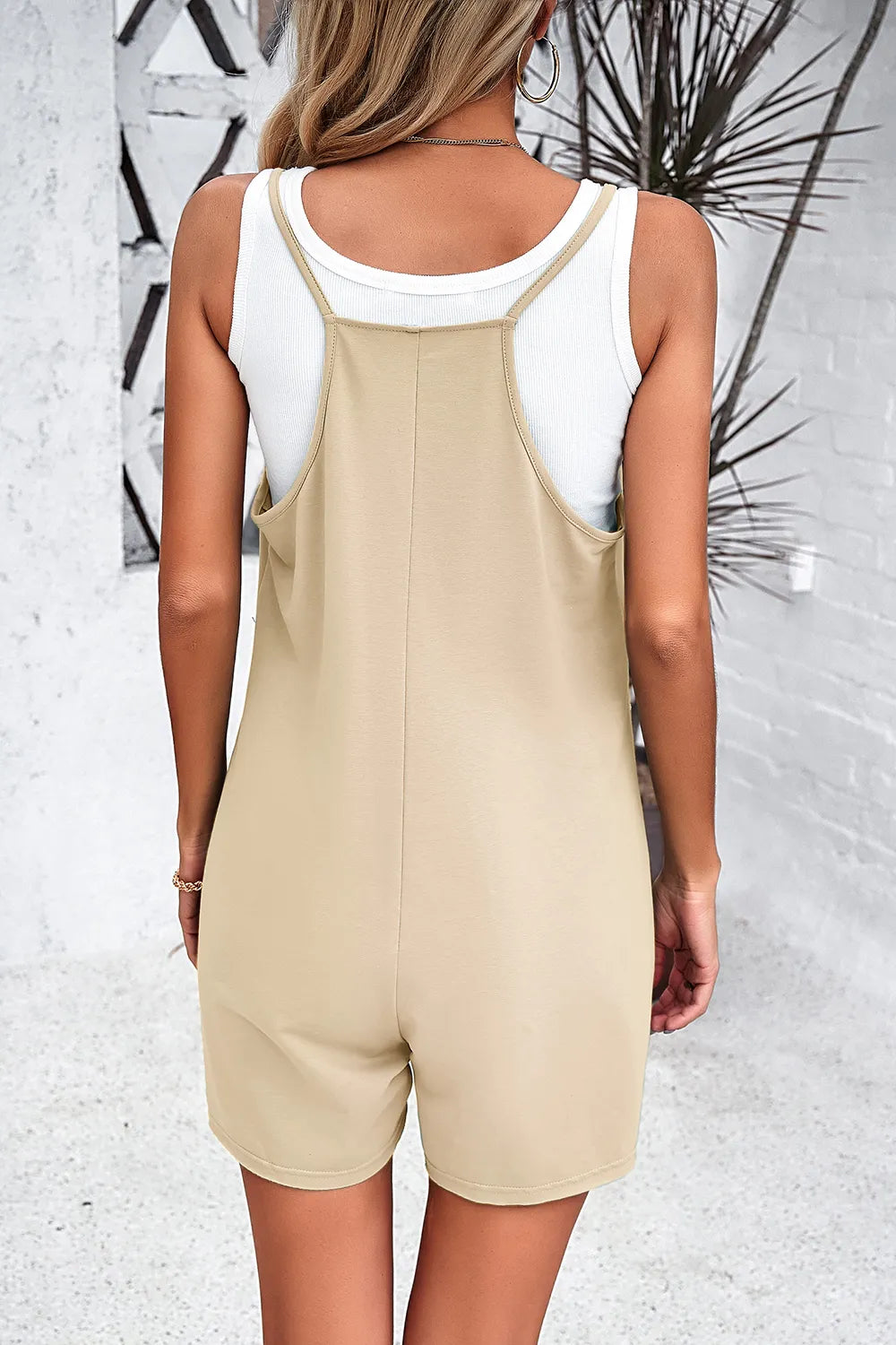 Spaghetti Strap Romper with Pockets by DY
