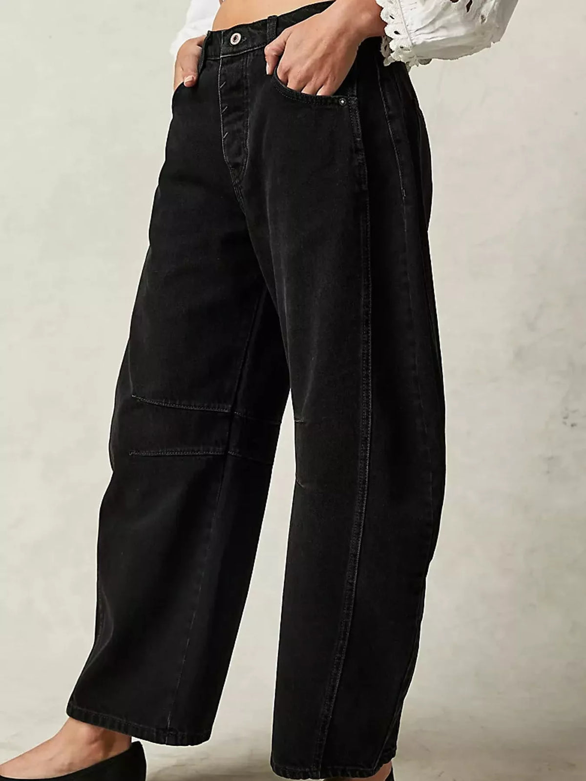 Washed Barrel-Leg Jeans