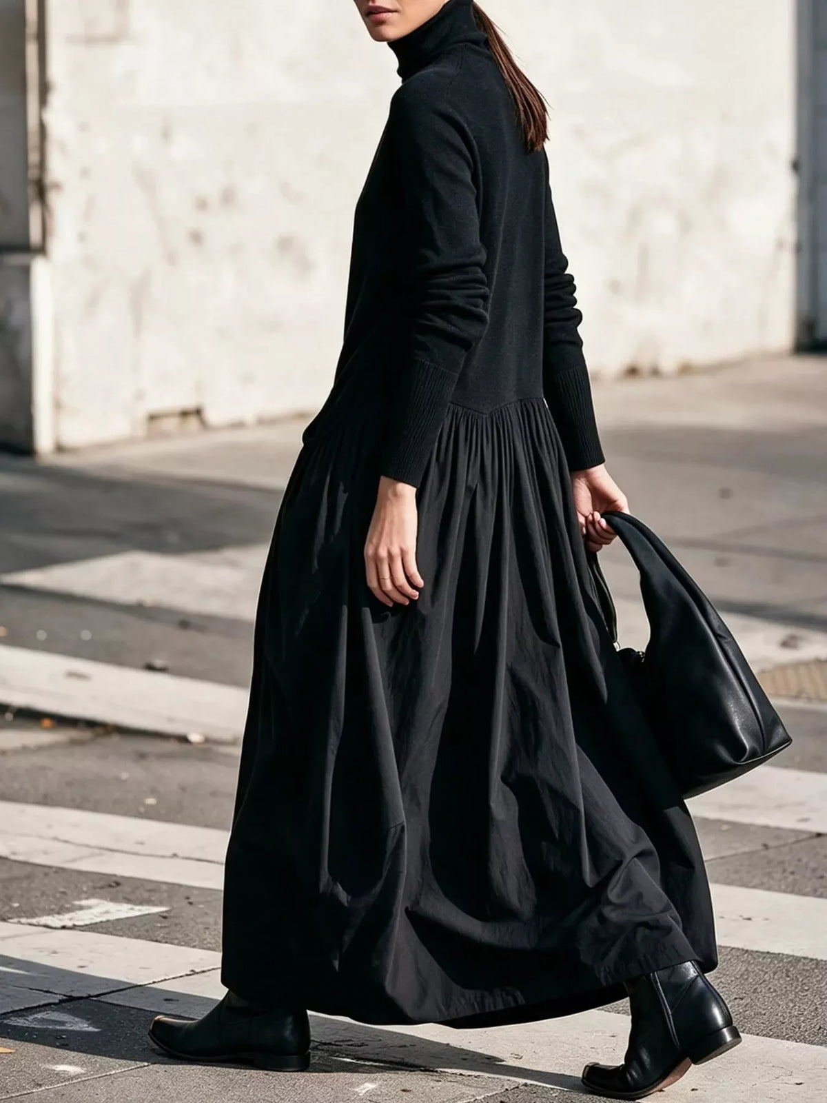 Turtleneck Long-Sleeve Maxi Dress