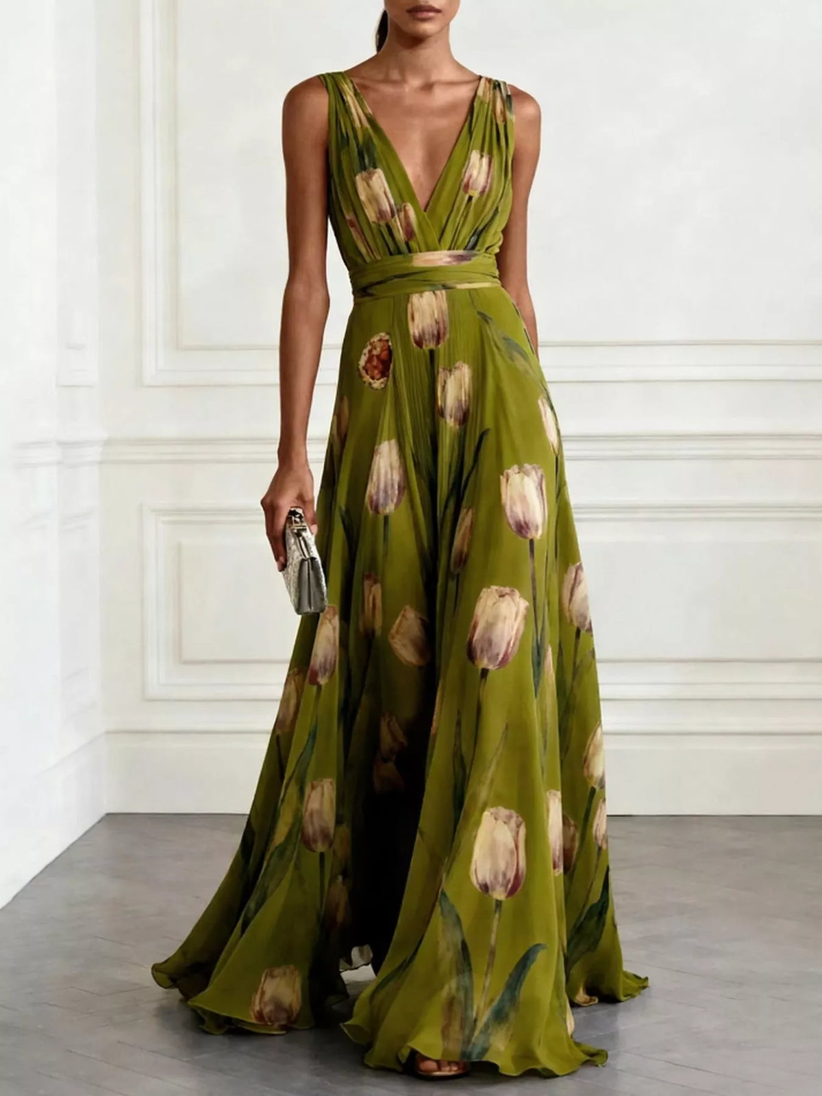 Plus Size Sleeveless Floral Maxi Dress