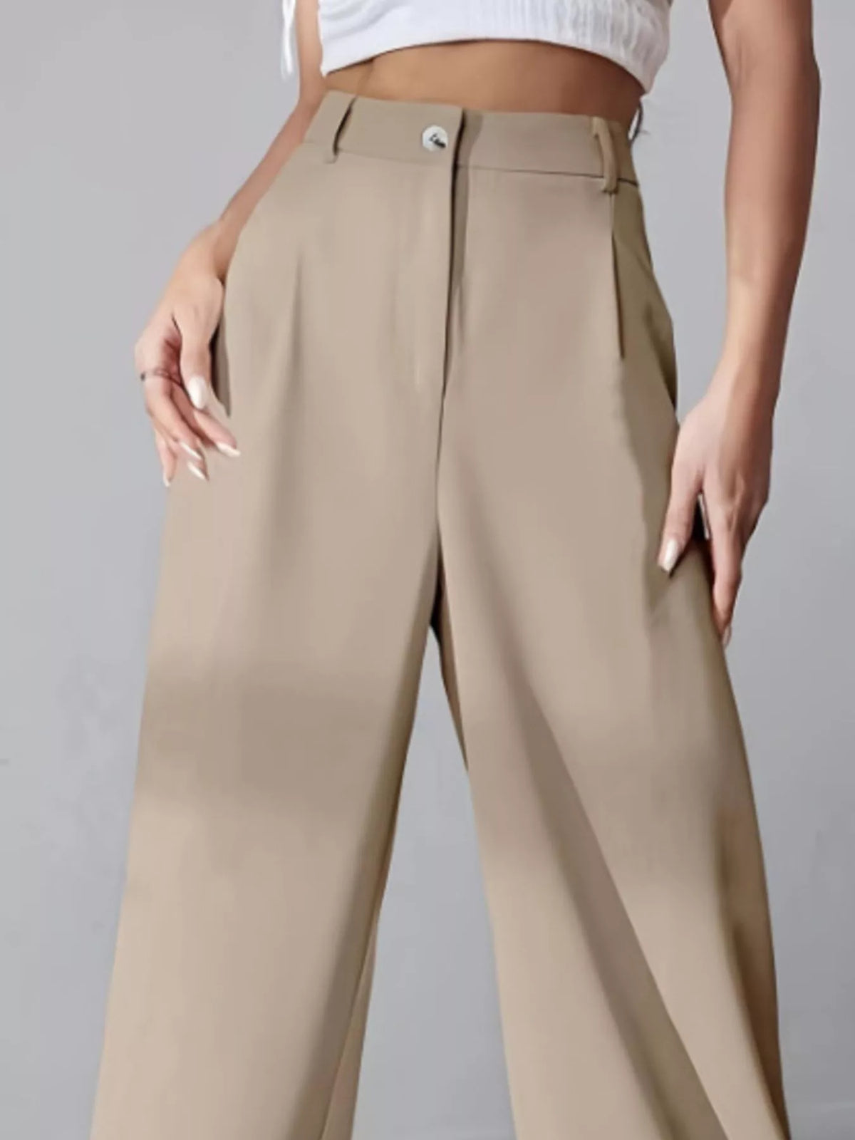 Pleated Wide Leg Pants in Apricot