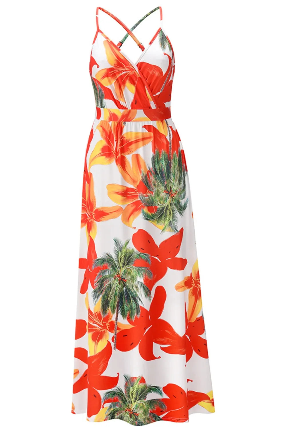 Crisscross Surplice Printed Cami Dress