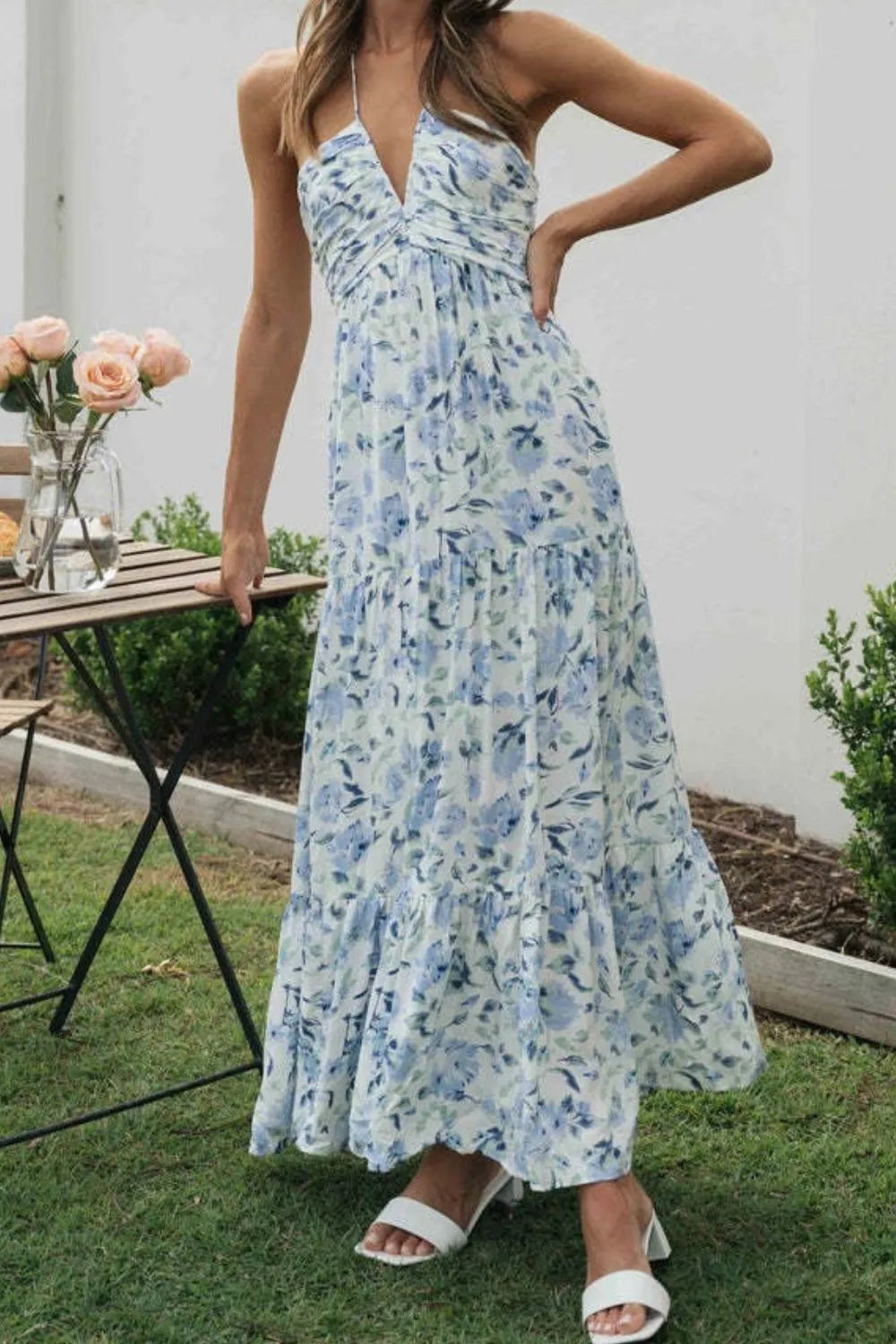Printed Halter Neck Cami Dress