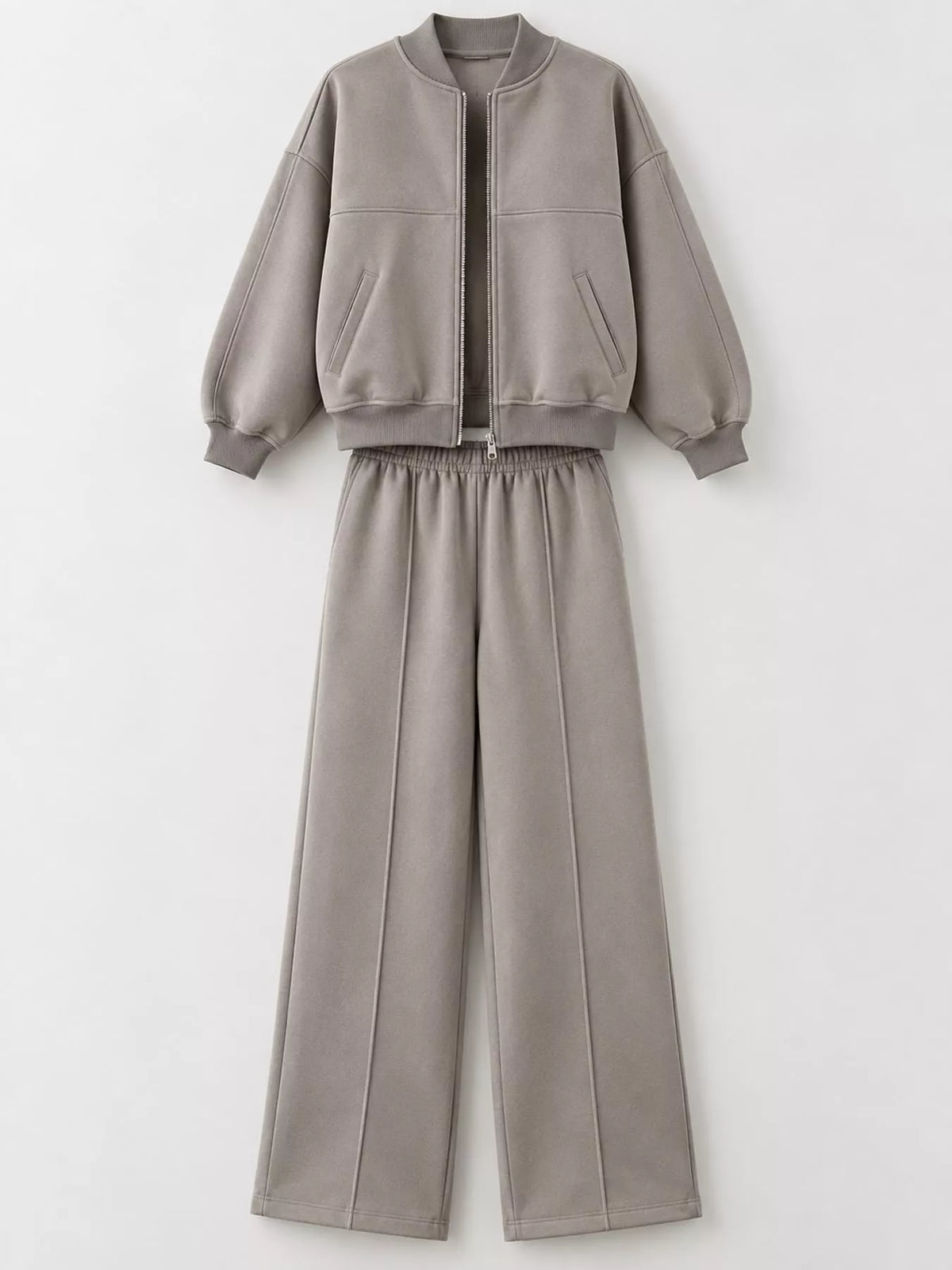 Zip-Up Jacket and Wide-Leg Sweatpants Set