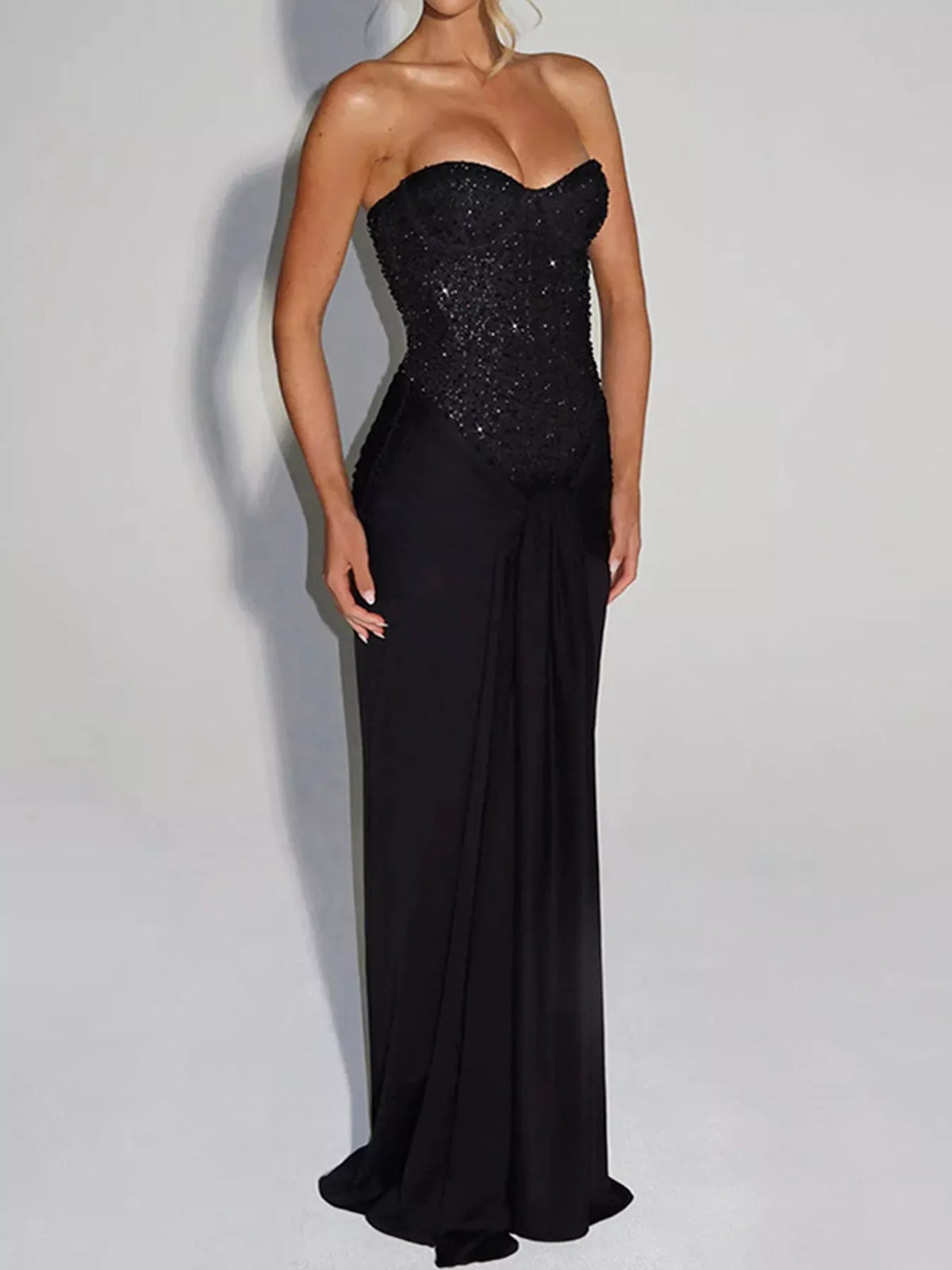 Strapless Sequin Corset Maxi Dress