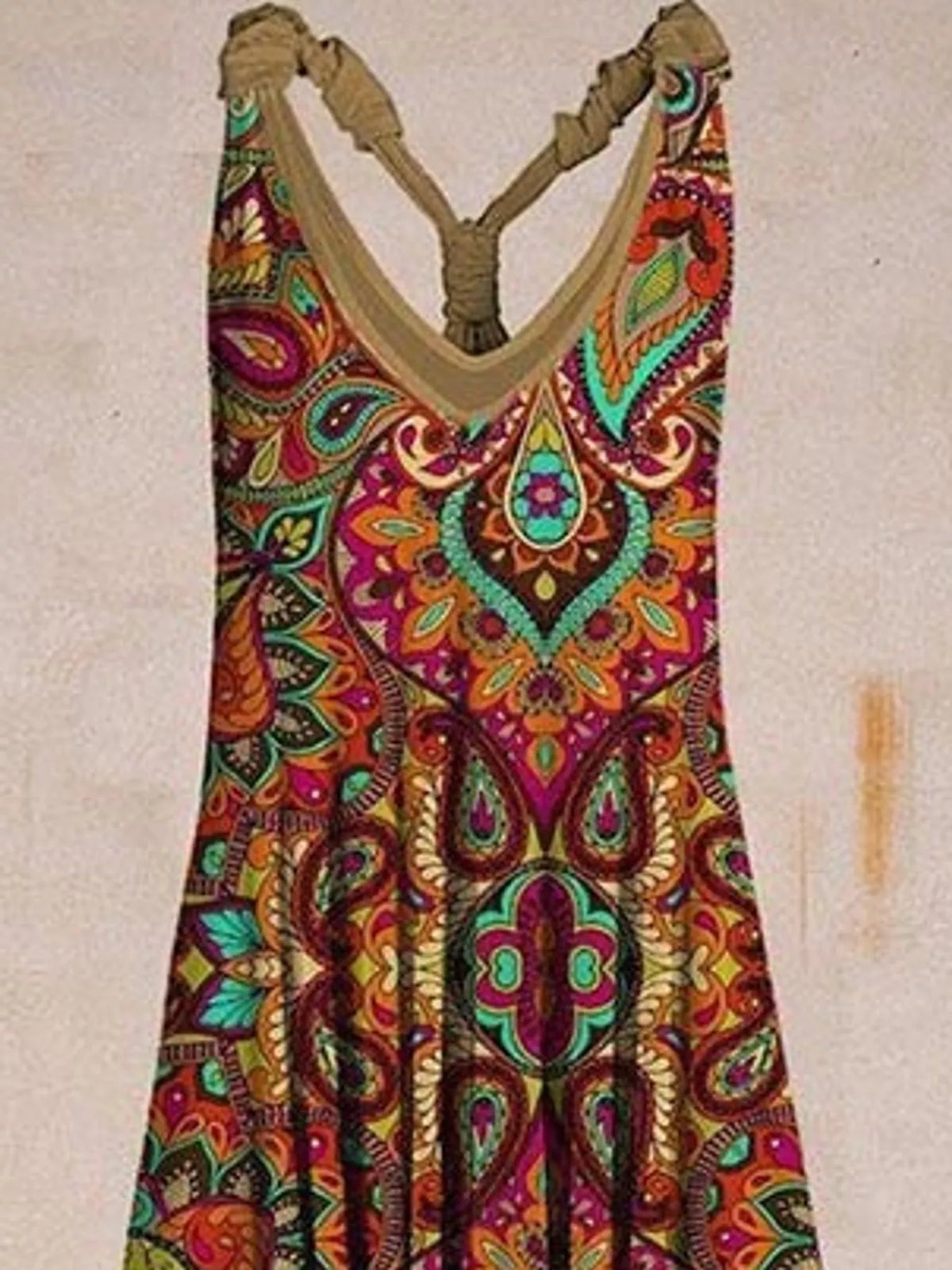 Plus Size Printed V-Neck Sleeveless Romper