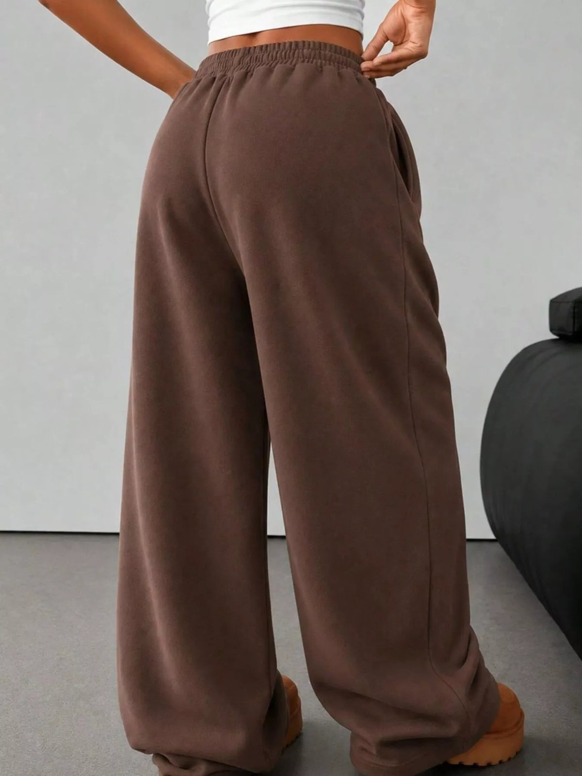 Elastic Waist Wide-Leg Sweatpants