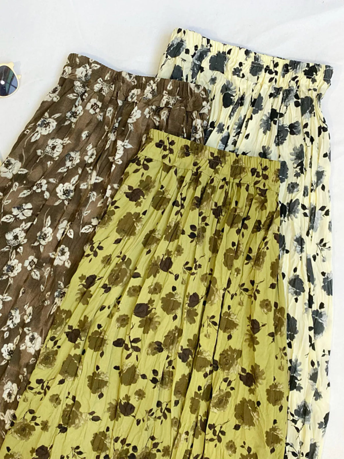 Floral Print Elastic-Waist Midi Skirt