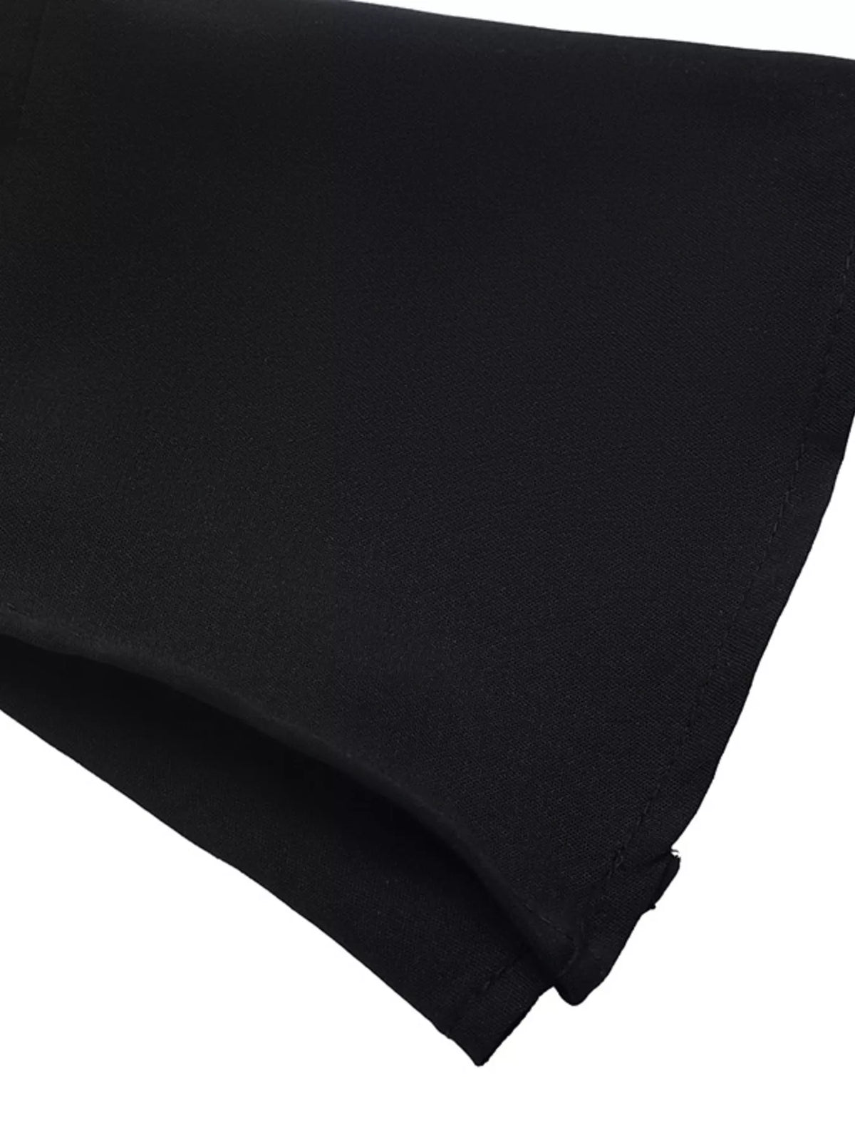 Button-Front Flounce-Sleeve Shirt Dress in Black