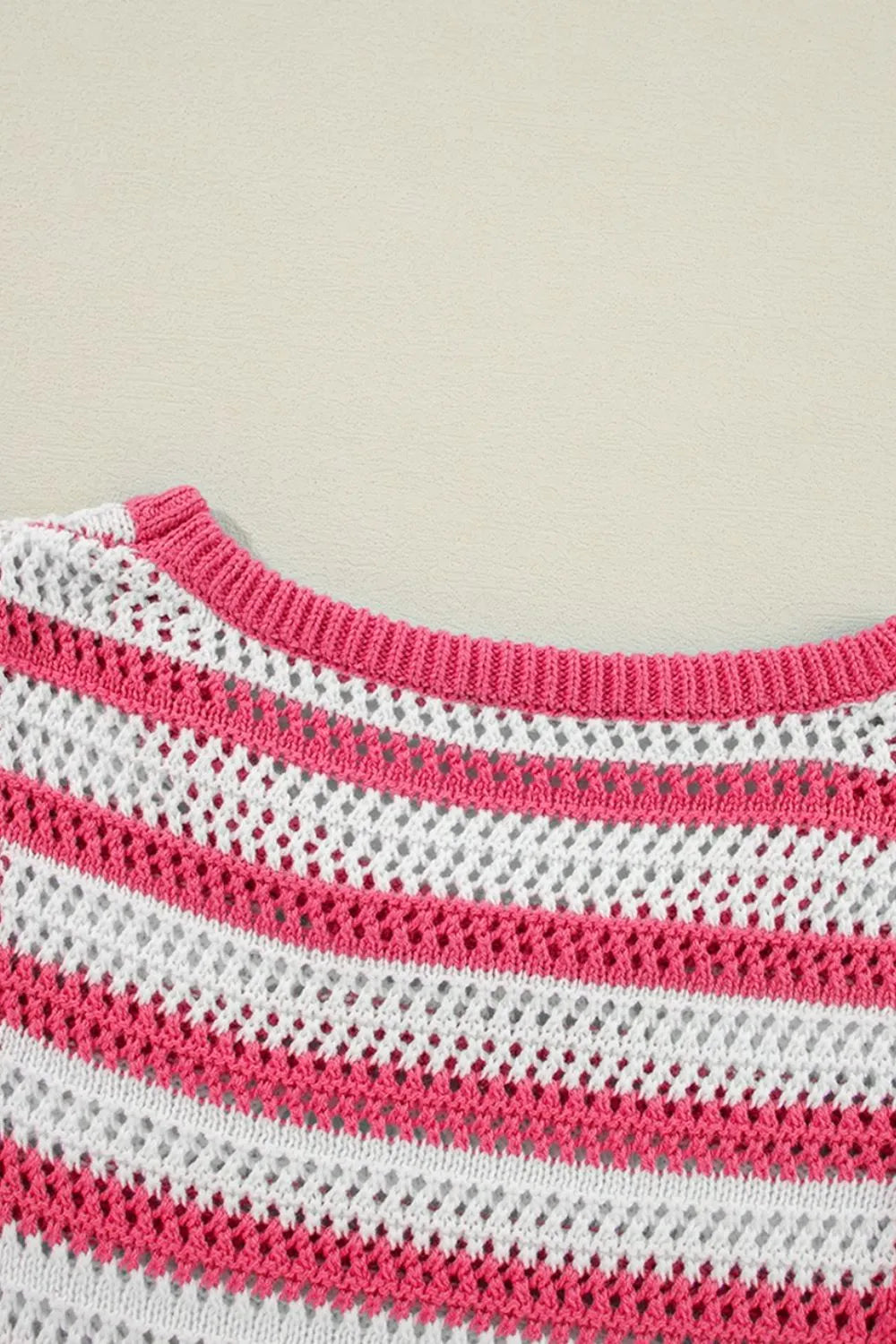 Striped Hollow-Knit Sleeveless Sweater Dress